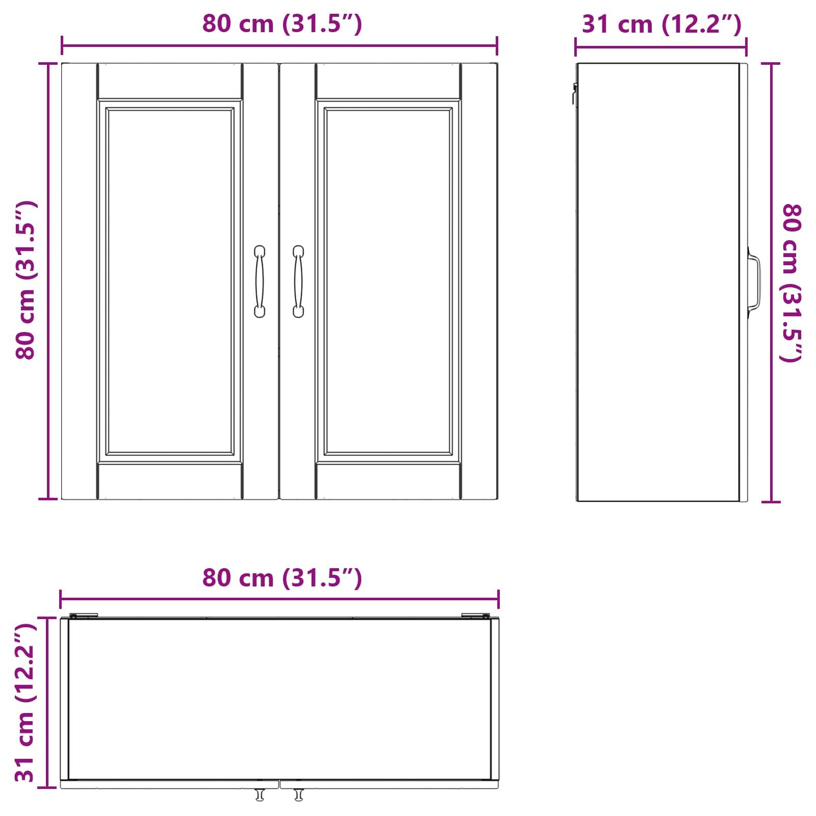 vidaXL Wandschrank PORTO Braun Eichen-Optik 80 x 31 x 80 cm