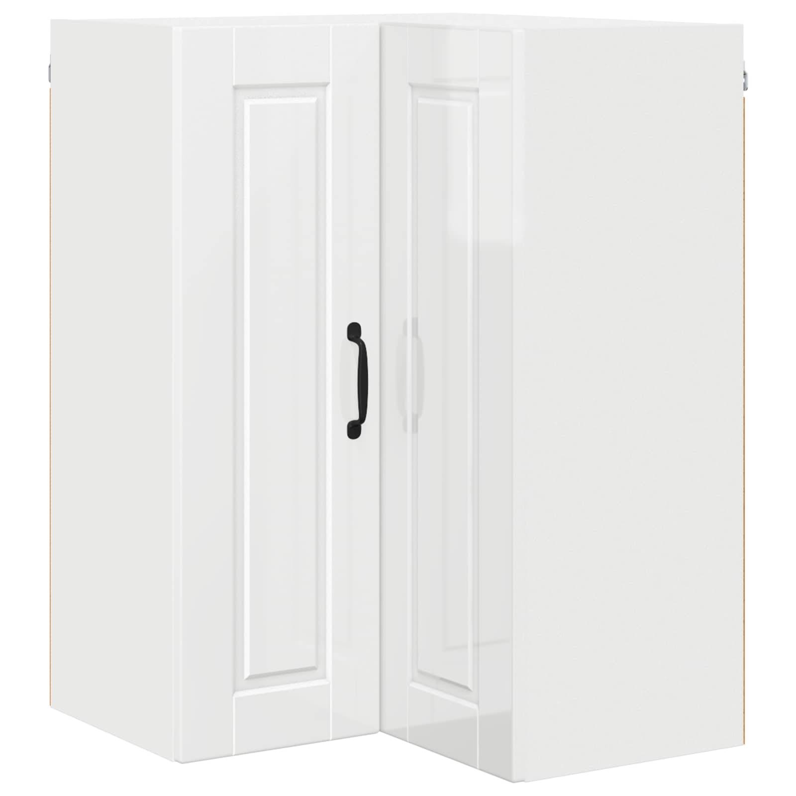 vidaXL Wand-Eckschrank PORTO Hochglanz Weiß 57 x 57 x 80 cm