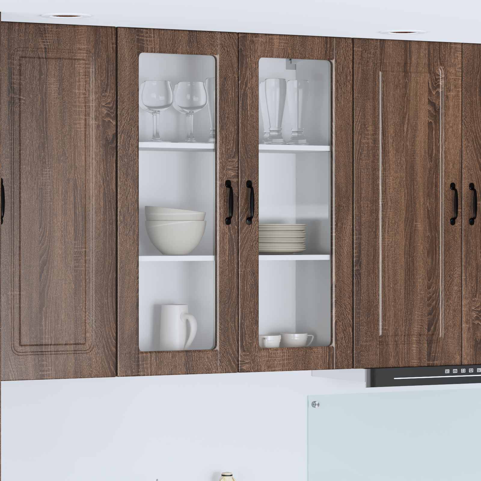 vidaXL Wandglas-Schrank PORTO Braun Eichen-Optik 80 x 31 x 100 cm
