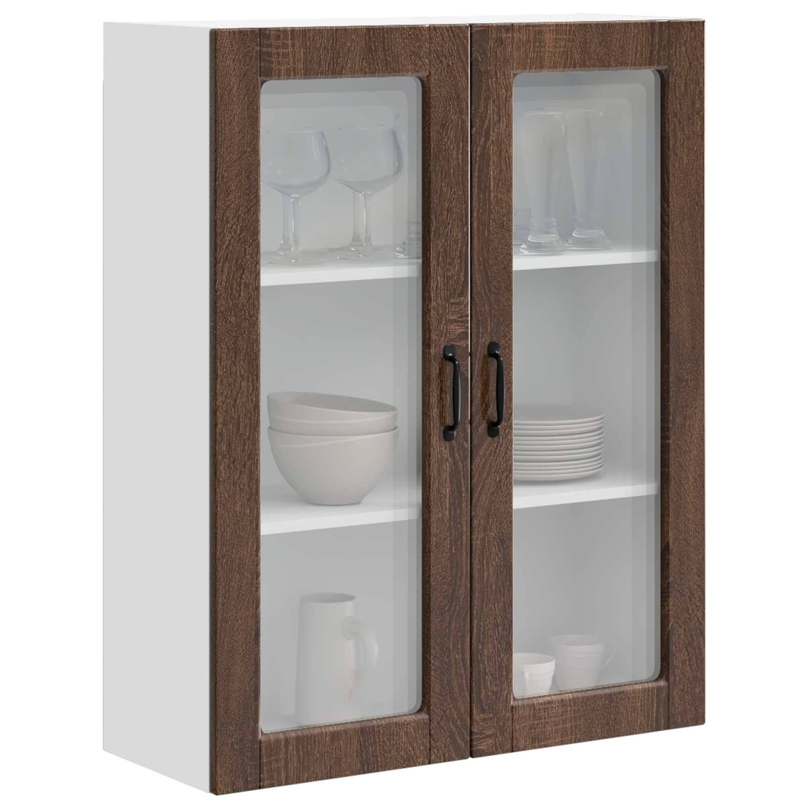 vidaXL Wandglas-Schrank PORTO Braun Eichen-Optik 80 x 31 x 100 cm