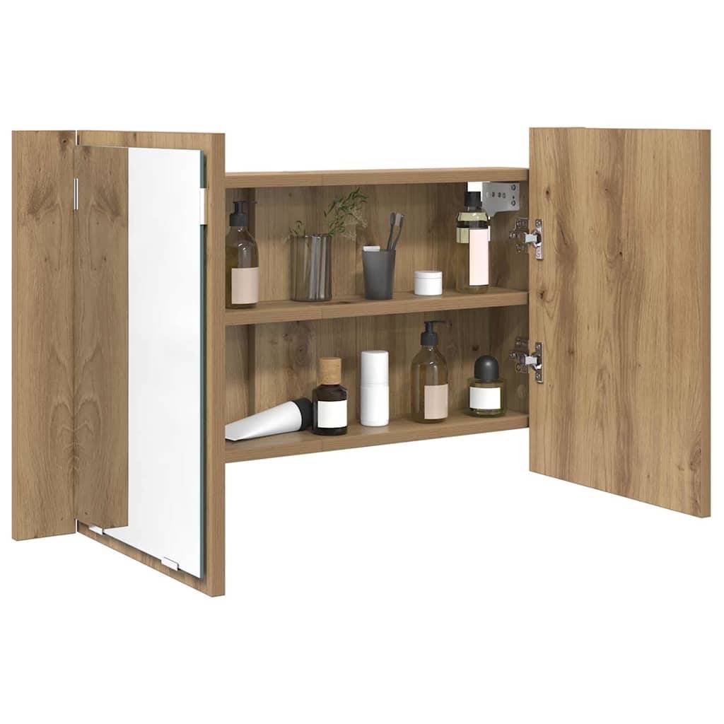 vidaXL Badezimmerspiegelschrank mit Tür Artisan-Eiche 80 x 12 x 45 cm