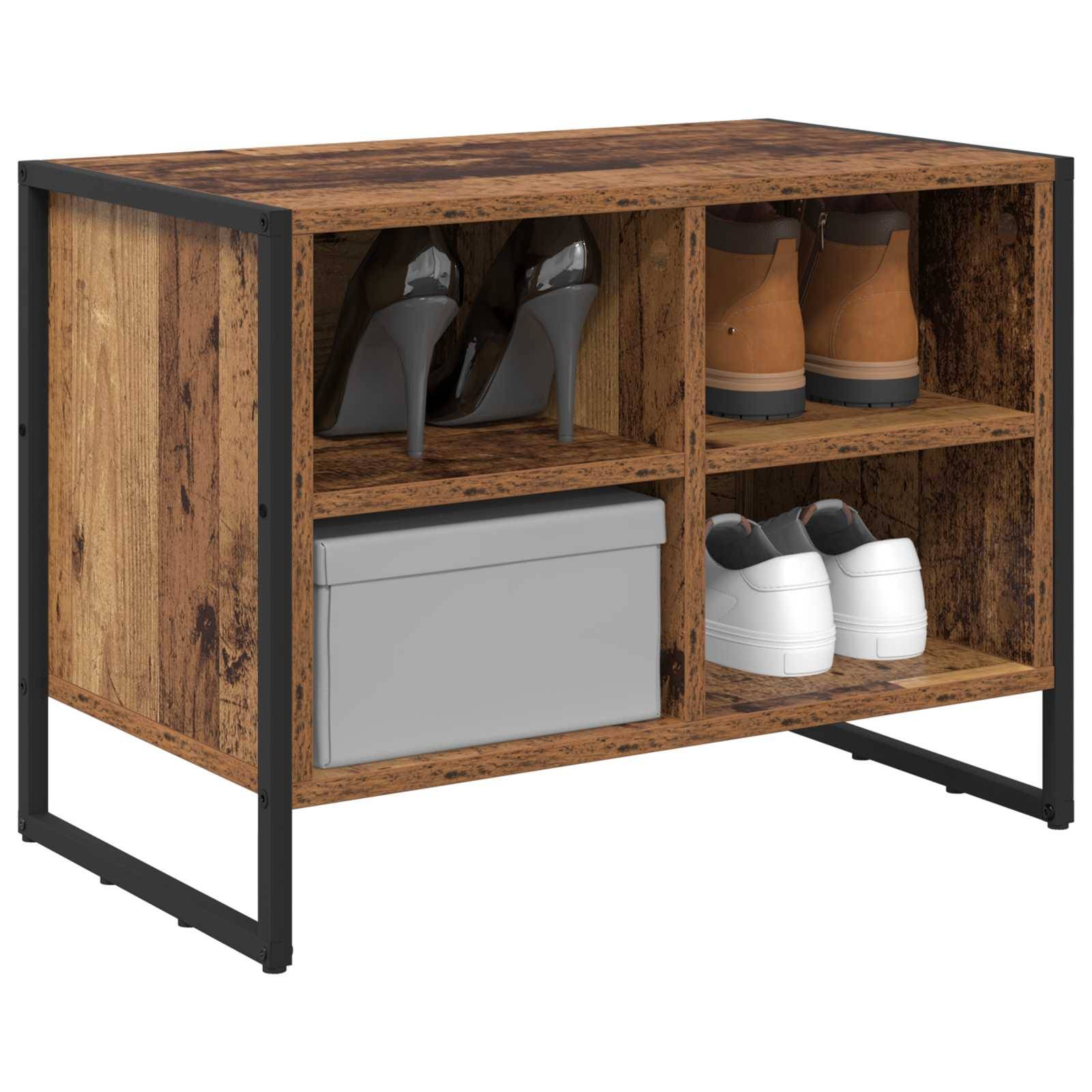 vidaXL Schuhschrank mit Speicher Altholz 60 x 35 x 44 cm Holzwerkstoff