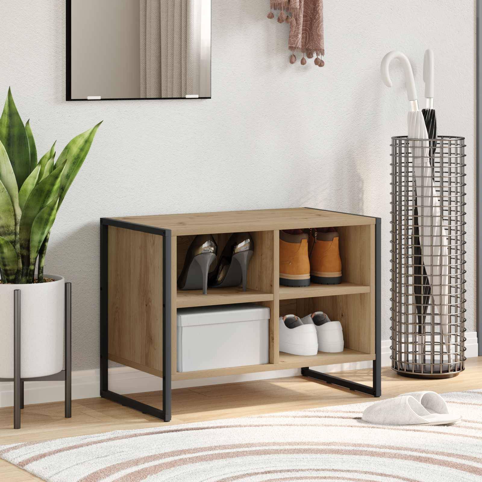 vidaXL Schuhschrank Kunsthandwerk Eiche 60 x 35 x 44 cm Holzwerkstoff