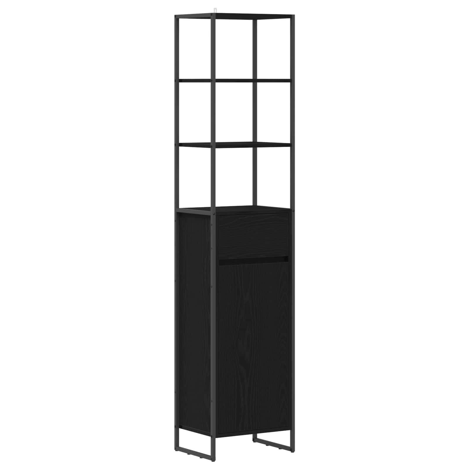 vidaXL Badezimmerschrank mit Tür Schwarz Eichen-Optik 40 x 30 x 180 cm