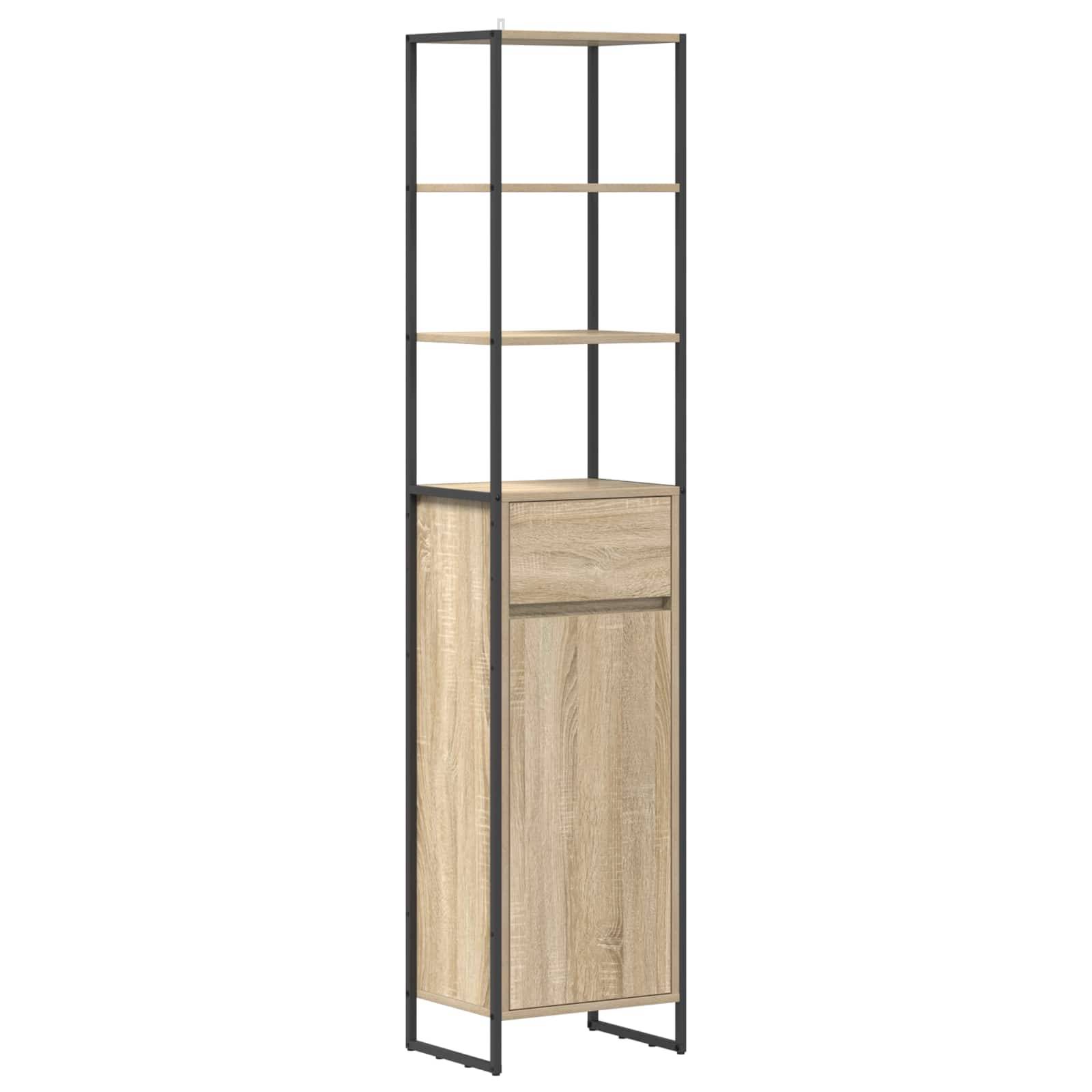 vidaXL Badezimmerschrank mit Tür Sonoma 40 x 30 x 180 cm Holzwerkstoff
