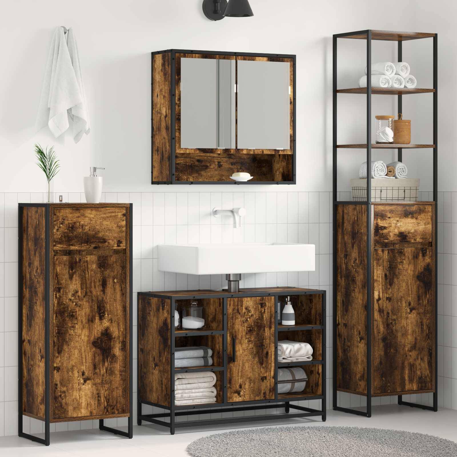 vidaXL Badezimmerschrank Raucharbe 40 x 30 x 180 cm Holzwerkstoff