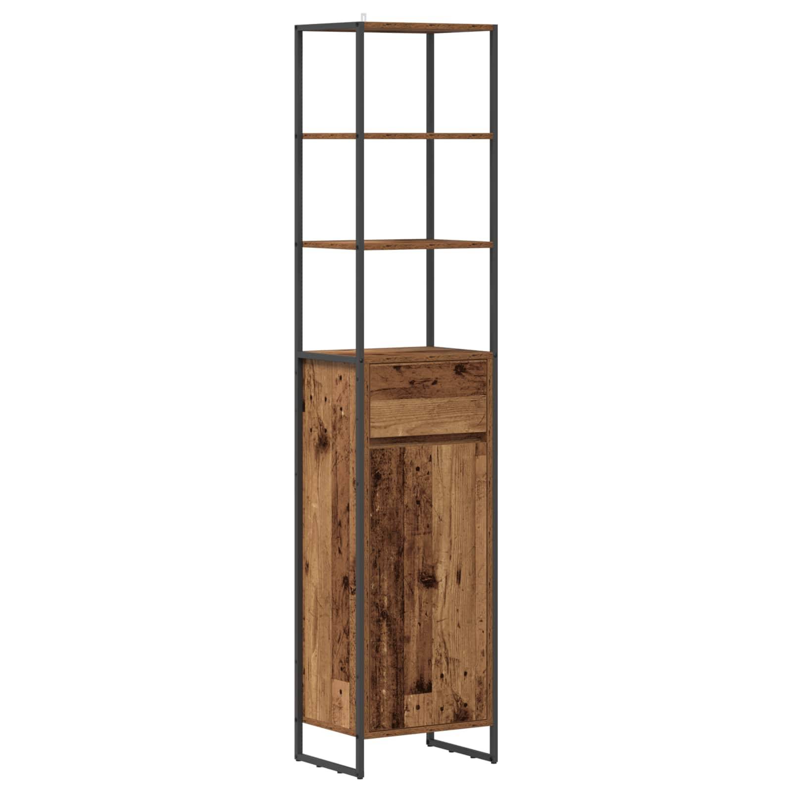 vidaXL Badezimmerschrank Altholz 40 x 30 x 180 cm Holzwerkstoff
