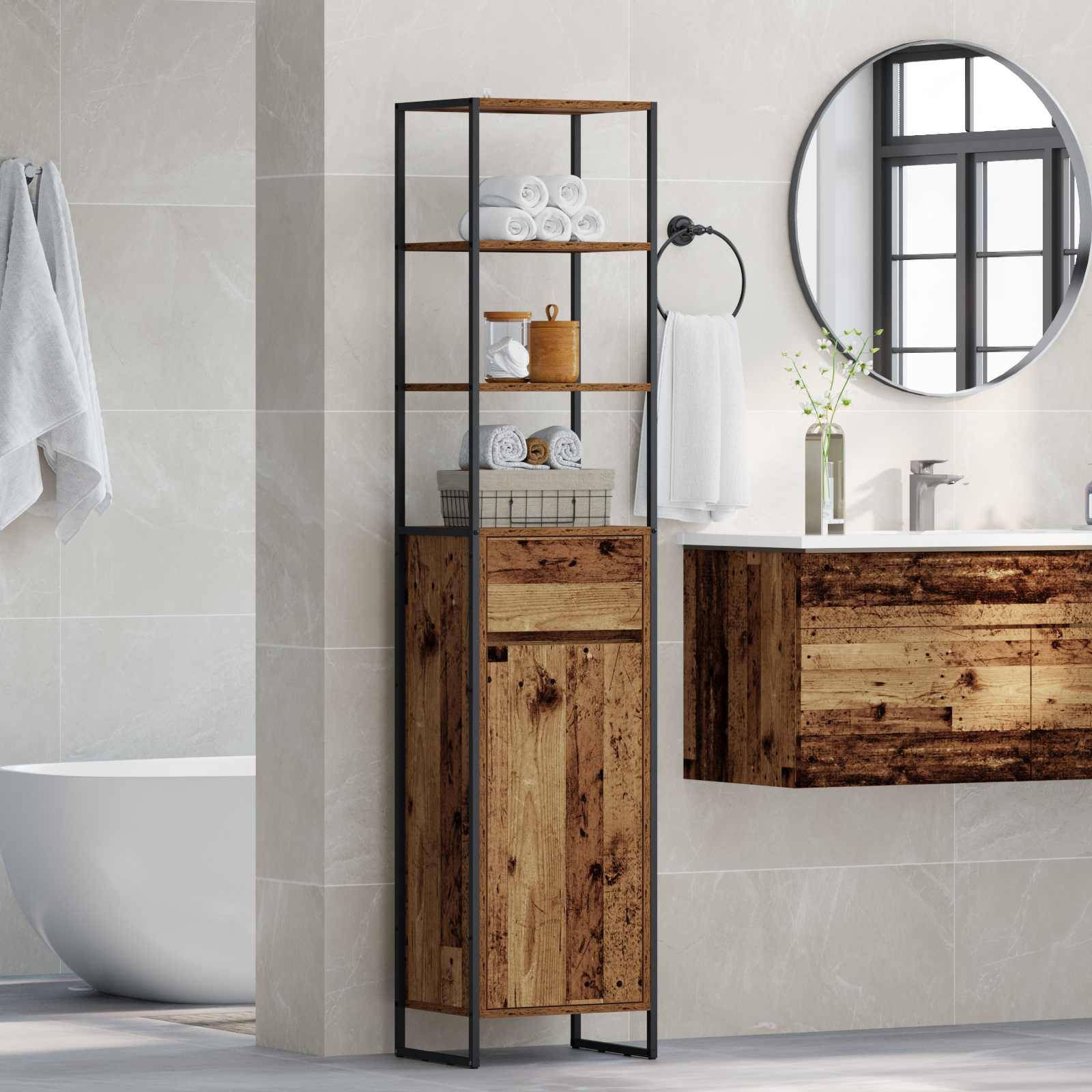 vidaXL Badezimmerschrank Altholz 40 x 30 x 180 cm Holzwerkstoff