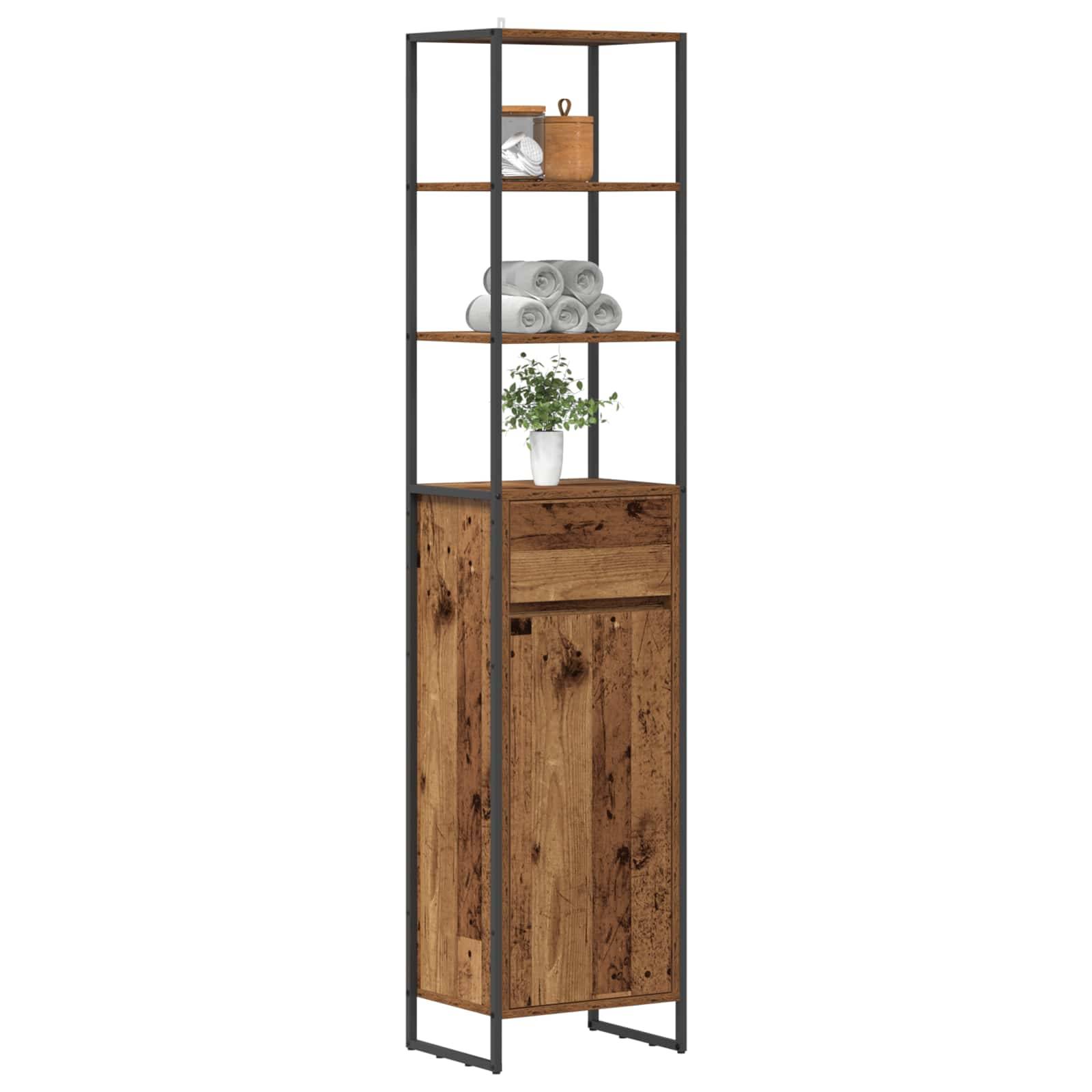 vidaXL Badezimmerschrank Altholz 40 x 30 x 180 cm Holzwerkstoff