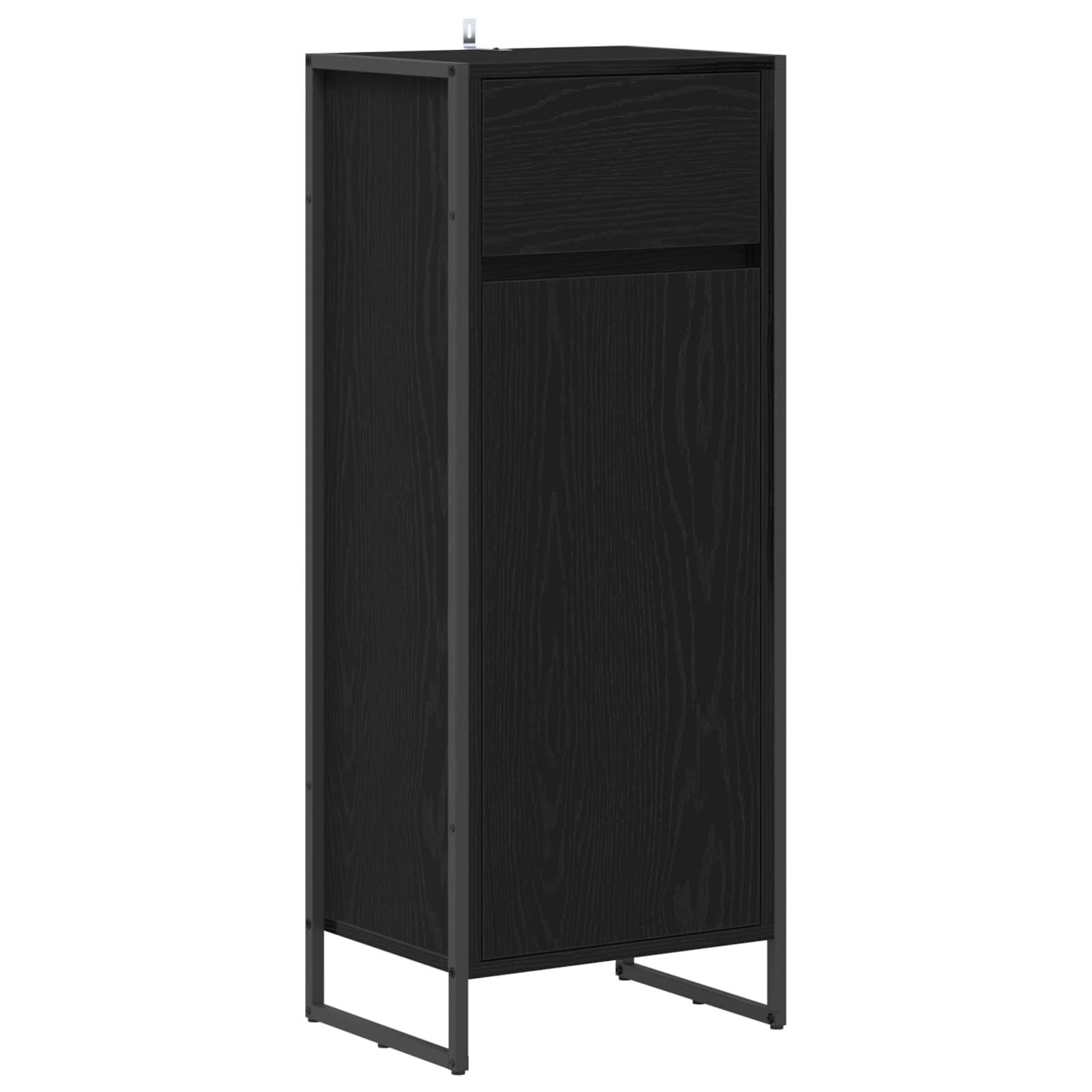 vidaXL Badezimmerschrank mit Tür Schwarz Eichen-Optik 40 x 30 x 100 cm