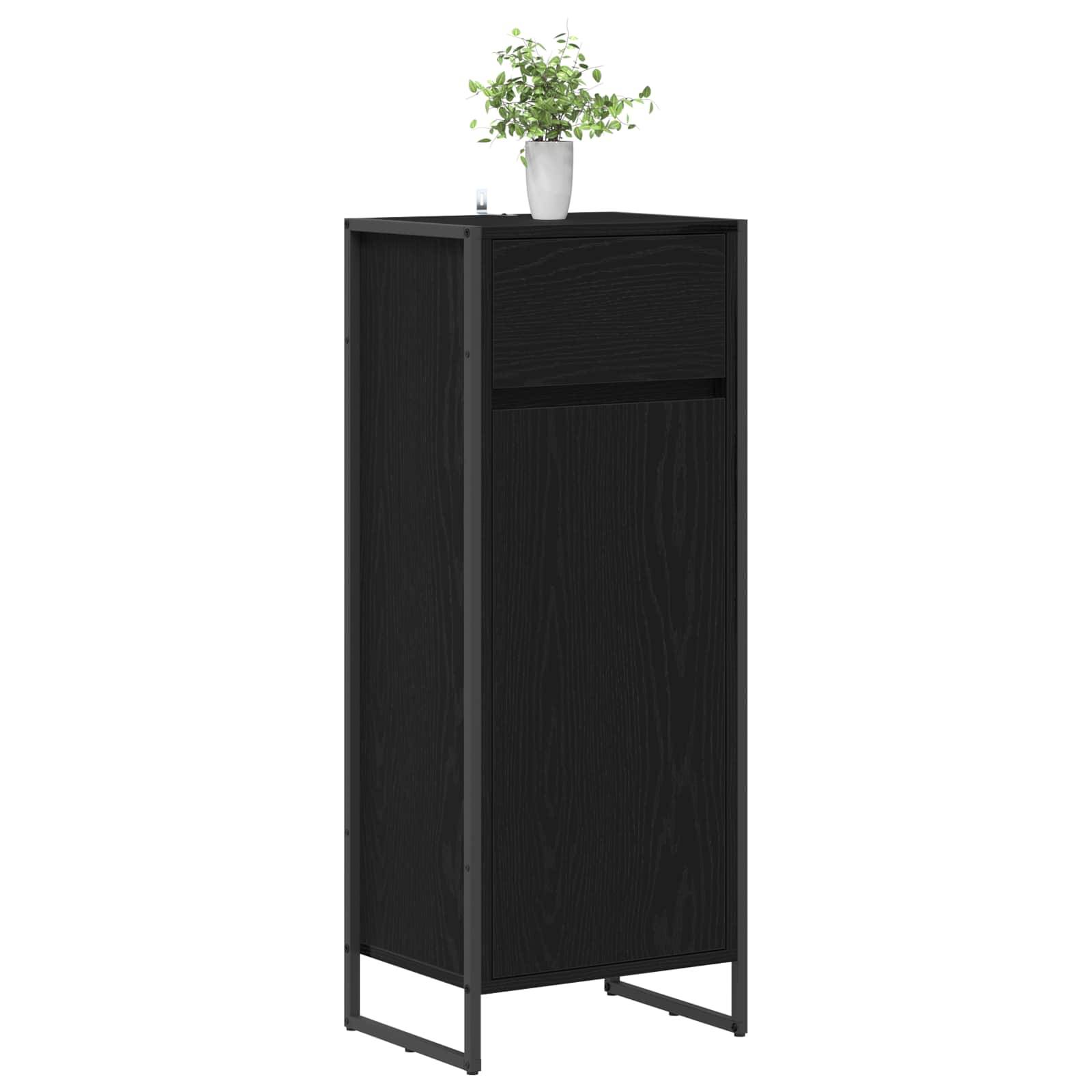 vidaXL Badezimmerschrank mit Tür Schwarz Eichen-Optik 40 x 30 x 100 cm
