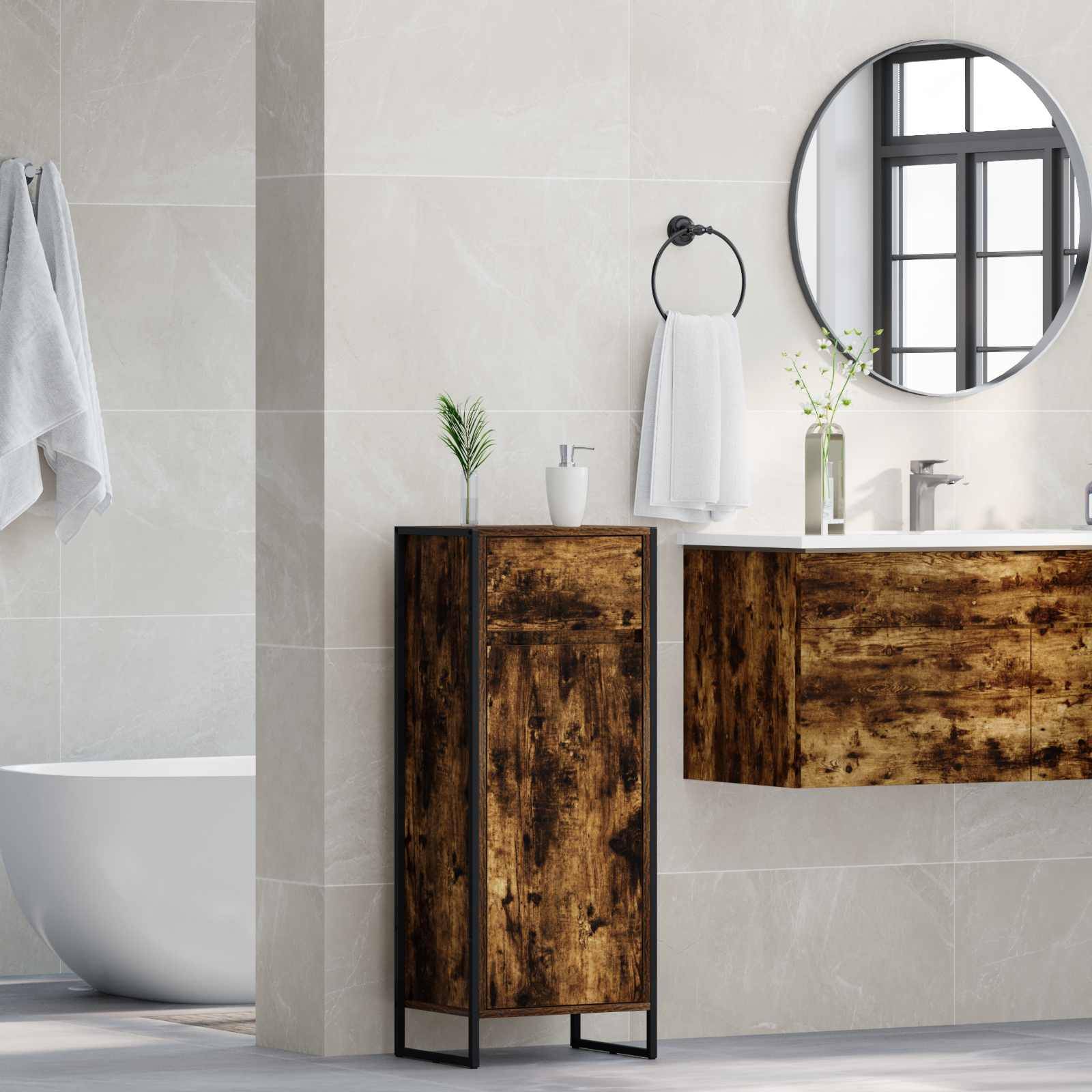 vidaXL Badezimmerschrank Raucharbe 40 x 30 x 100 cm Holzwerkstoff