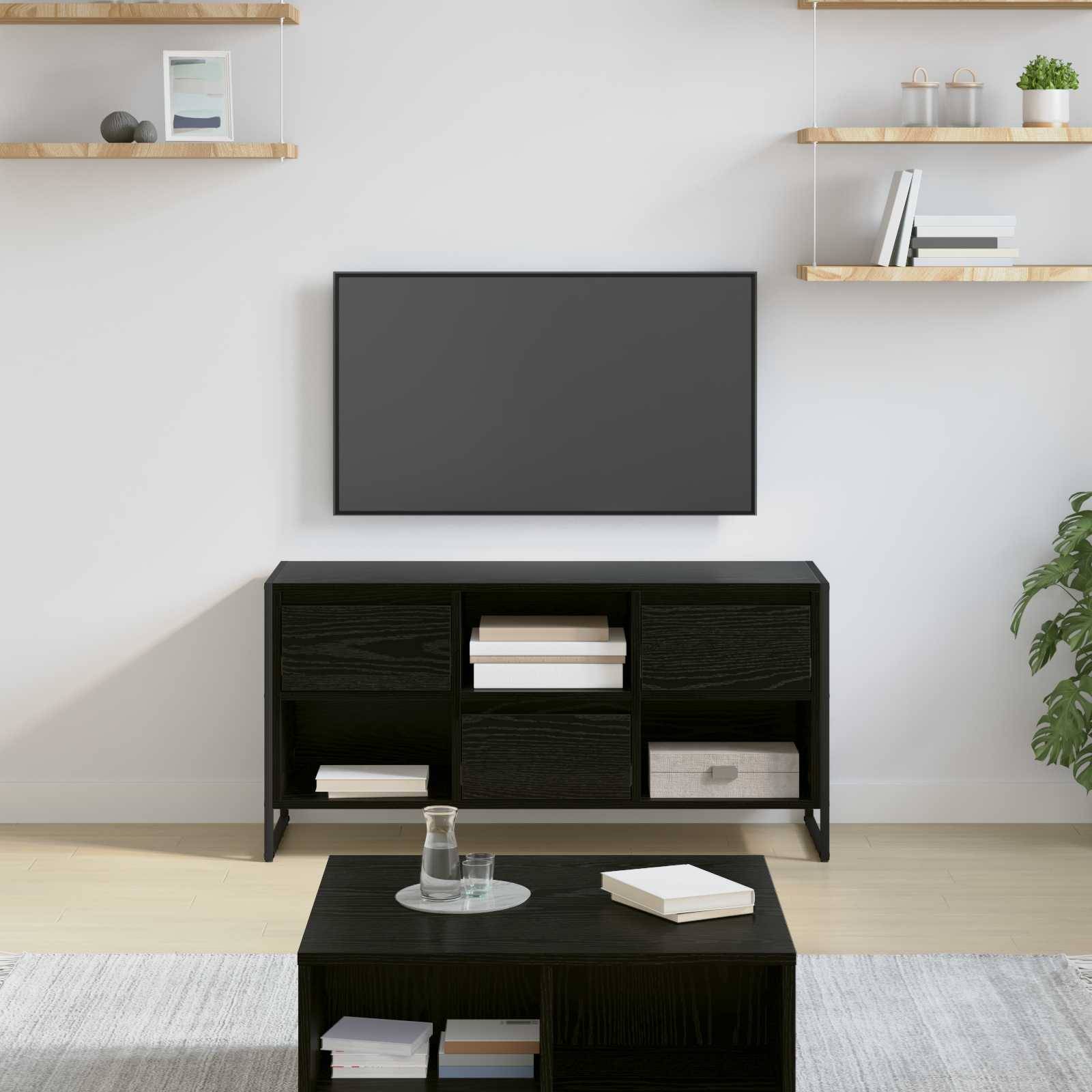 vidaXL TV-Schränk Schwarz Eichen-Optik 100 x 36 x 49,5 cm