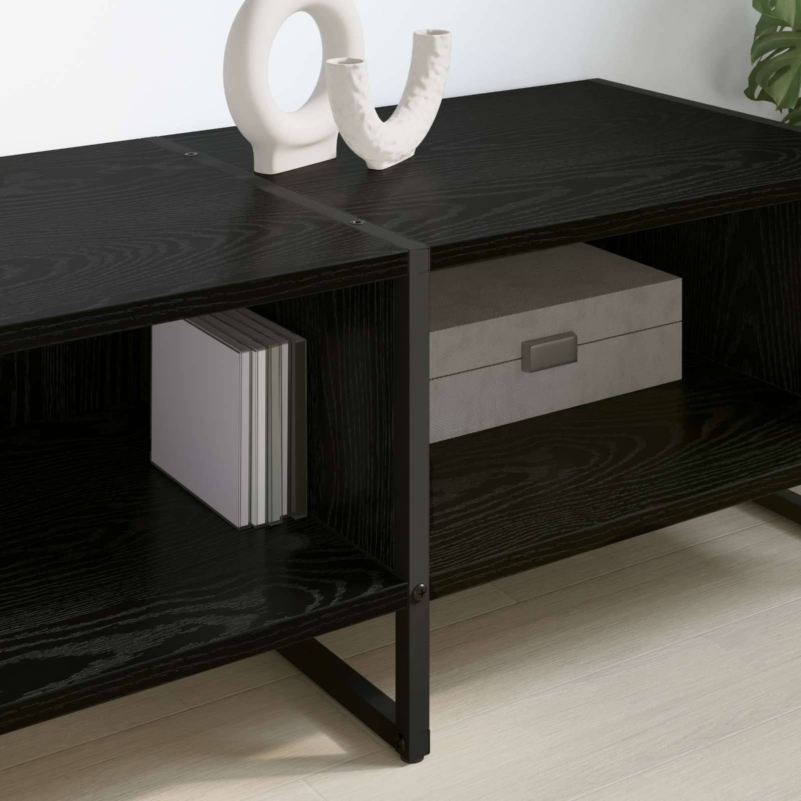 vidaXL TV-Schränk Schwarz Eichen-Optik 170,5 x 36 x 30,5 cm