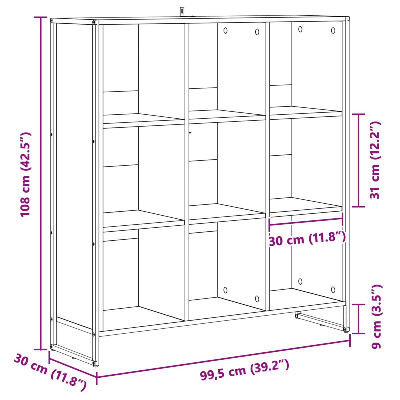 vidaXL Bücherregal Schwarz Eichen-Optik 99,5 x 30 x 108,5 cm