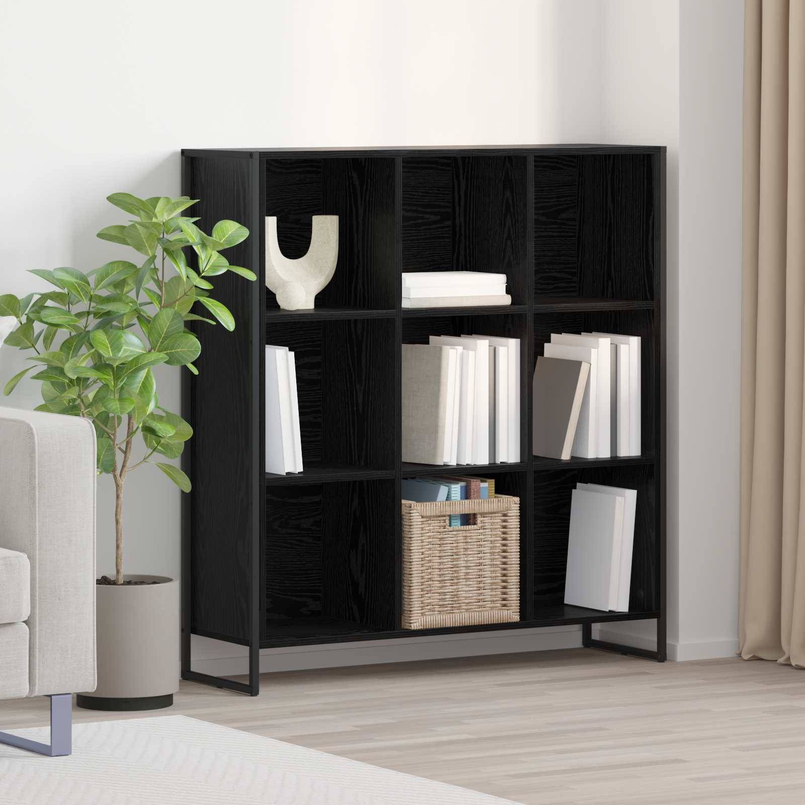 vidaXL Bücherregal Schwarz Eichen-Optik 99,5 x 30 x 108,5 cm
