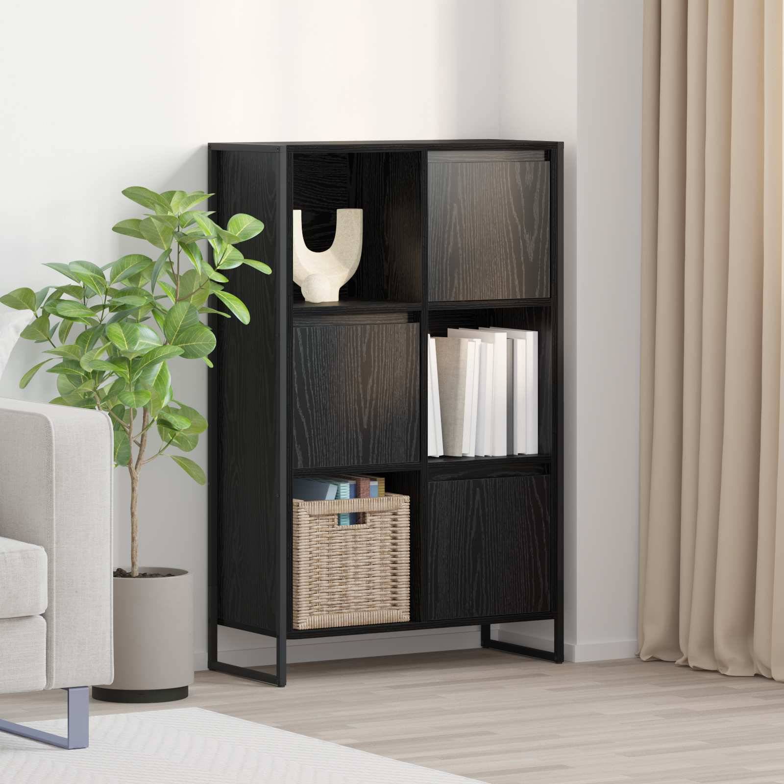 vidaXL Bücherregal Schwarz Eichen-Optik 68 x 30 x 108.5 cm