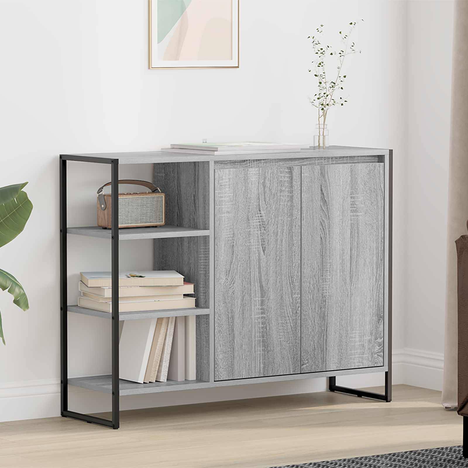 vidaXL Seitenschrank Graues Sonoma 96,5 x 30 x 75 cm Holzwerkstoff