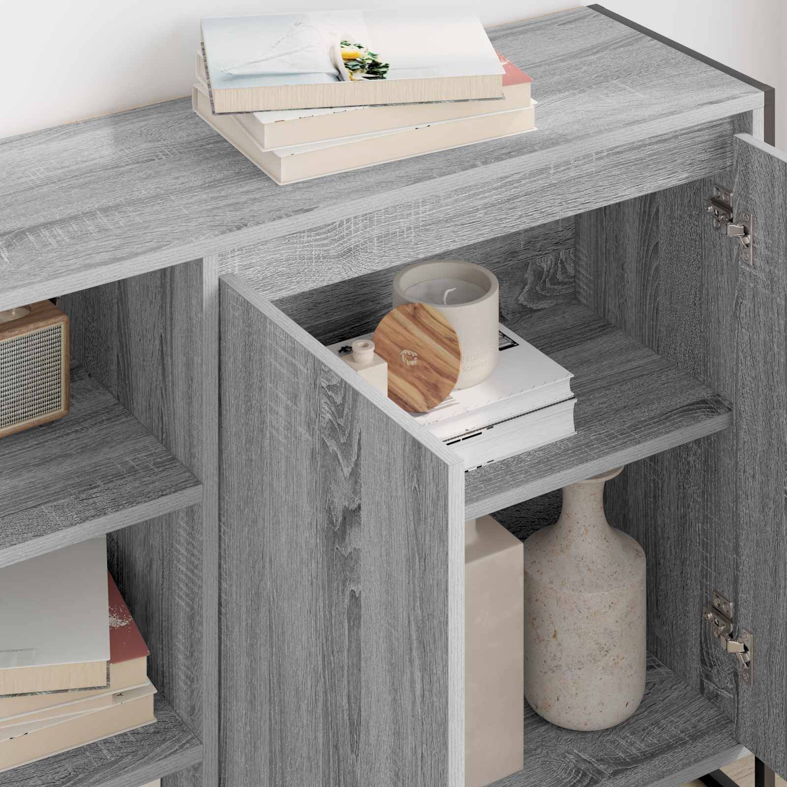 vidaXL Seitenschrank Graues Sonoma 96,5 x 30 x 75 cm Holzwerkstoff