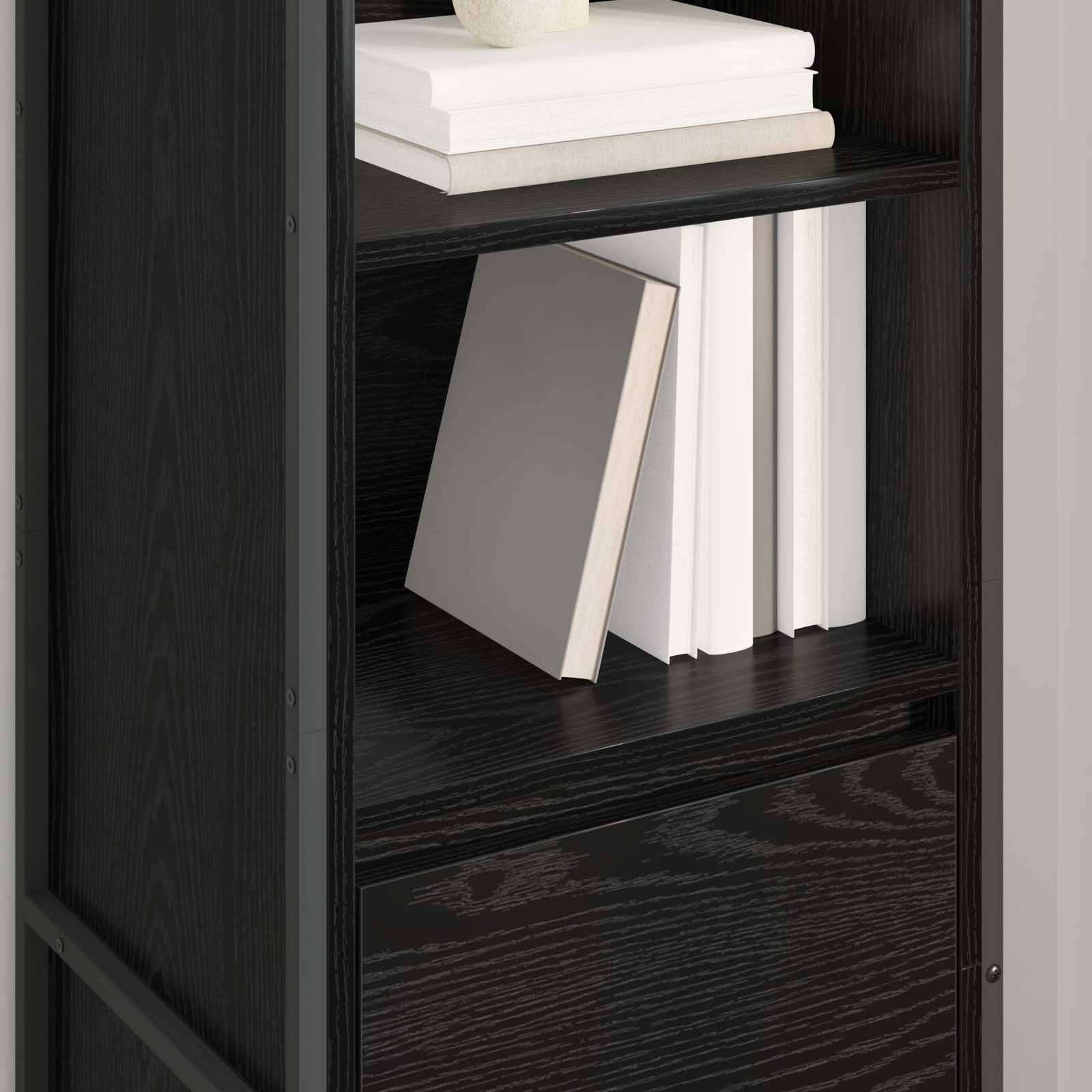 vidaXL Bücherregal Schwarz Eichen-Optik 43 x 36 x 150,5 cm