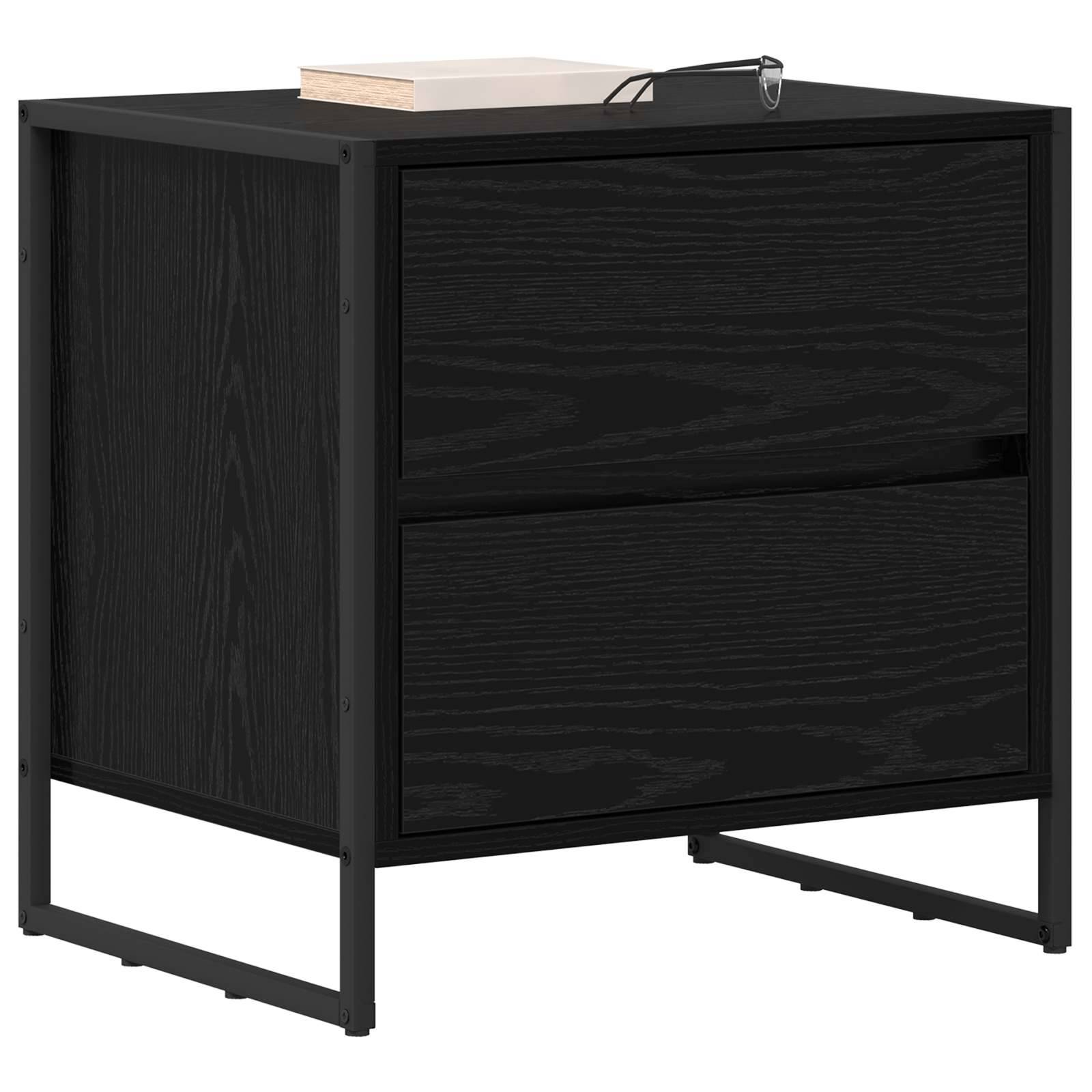 vidaXL Nachttisch 2 pcs Schwarz Eichen-Optik 50 x 39,5 x 50 cm