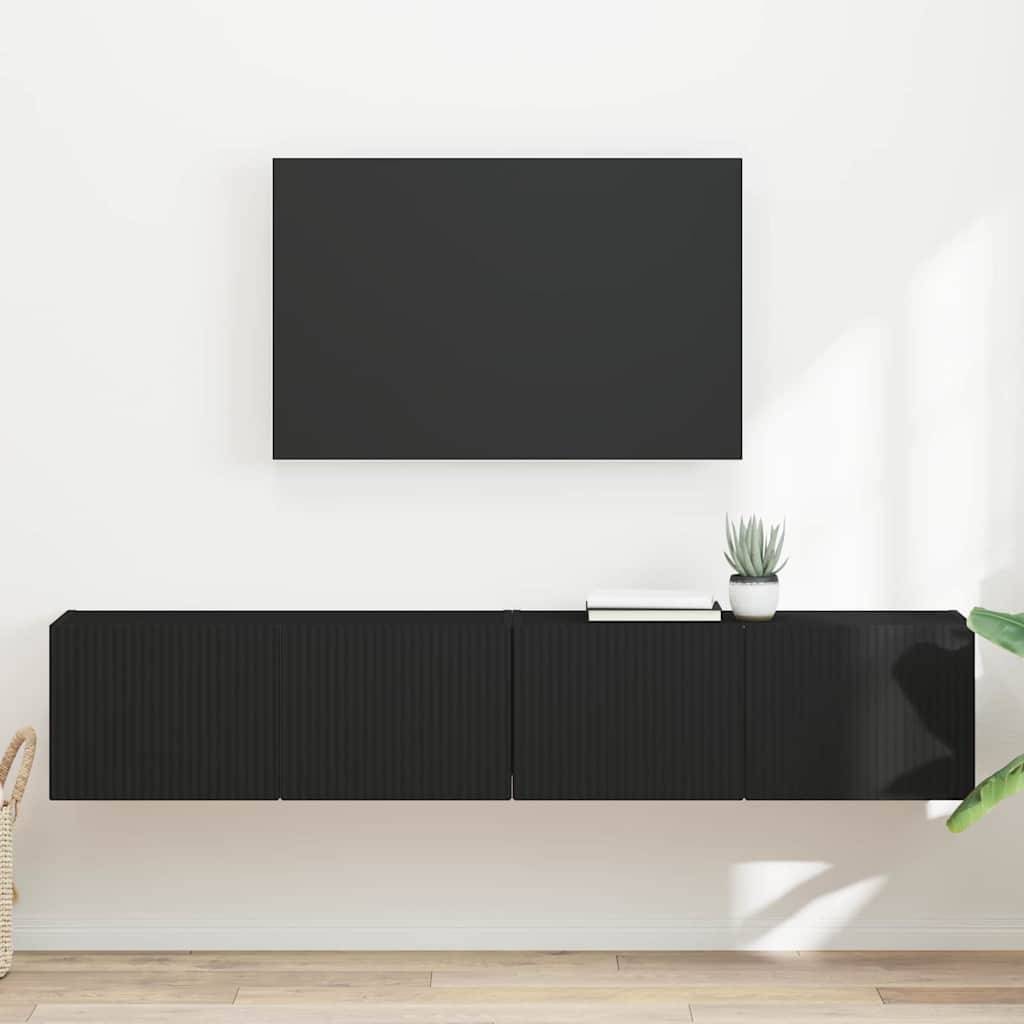 vidaXL TV-Wandschrank 2 pcs Schwarz 78,5 x 31 x 29,5 cm Holzwerkstoff