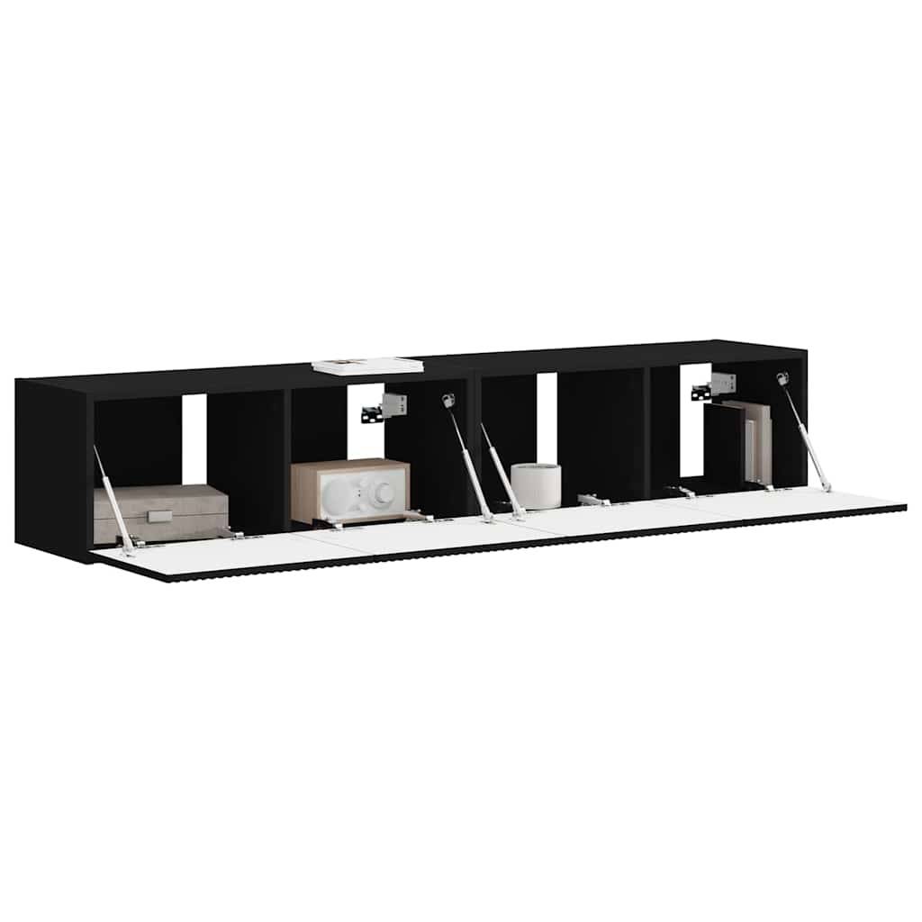 vidaXL TV-Wandschrank 2 pcs Schwarz 60 x 31 x 29,5 cm Holzwerkstoff