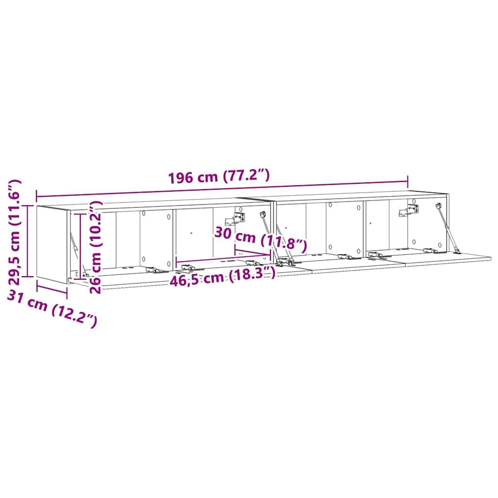 Maße des Wandschranks: Gesamtbreite 196 cm (77,2