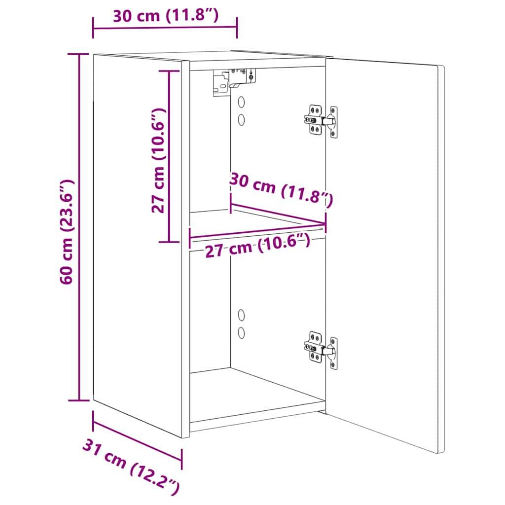 vidaXL TV-Wandschrank 2 pcs Geräucherte Eiche 30 x 31 x 60 cm