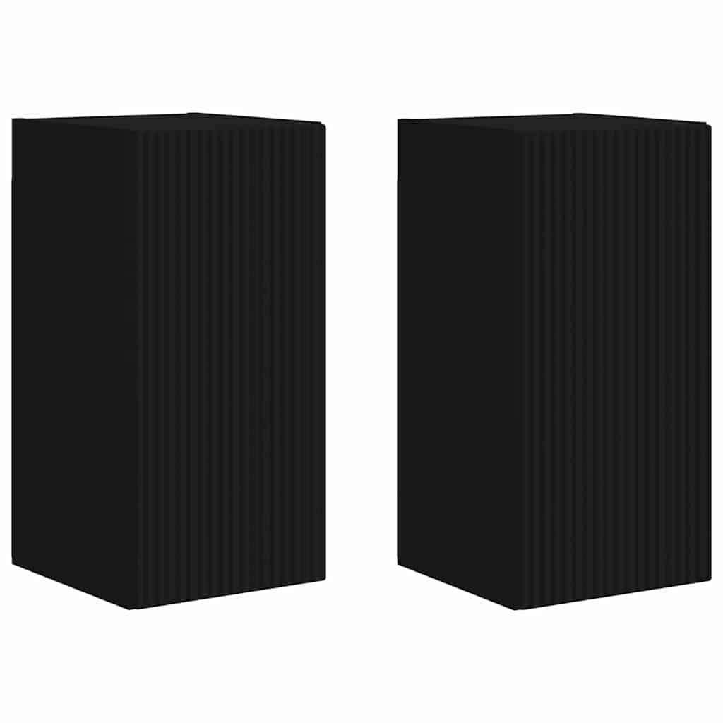 vidaXL TV-Wandschrank 2 pcs Schwarz 30 x 31 x 60 cm Holzwerkstoff