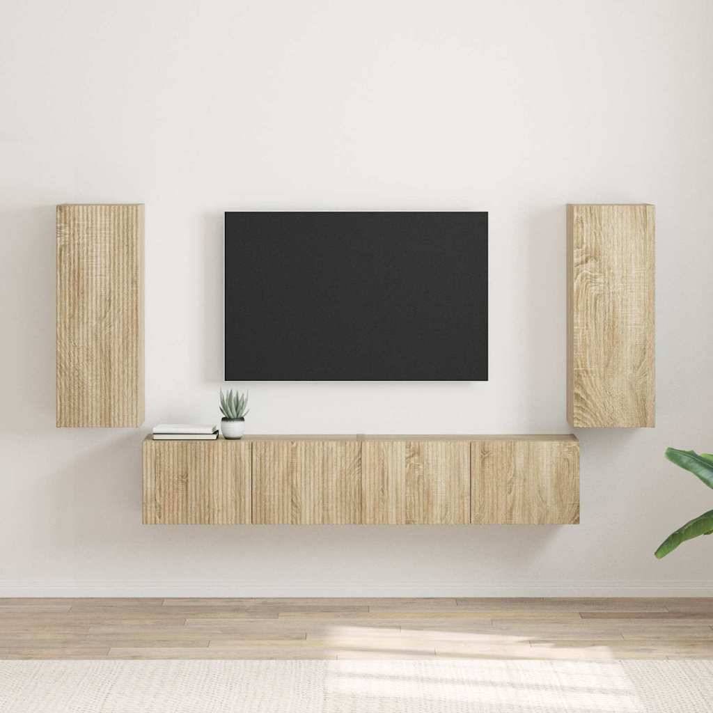 vidaXL TV-Wandschrank 2 pcs Sonoma 30 x 31 x 80 cm Holzwerkstoff