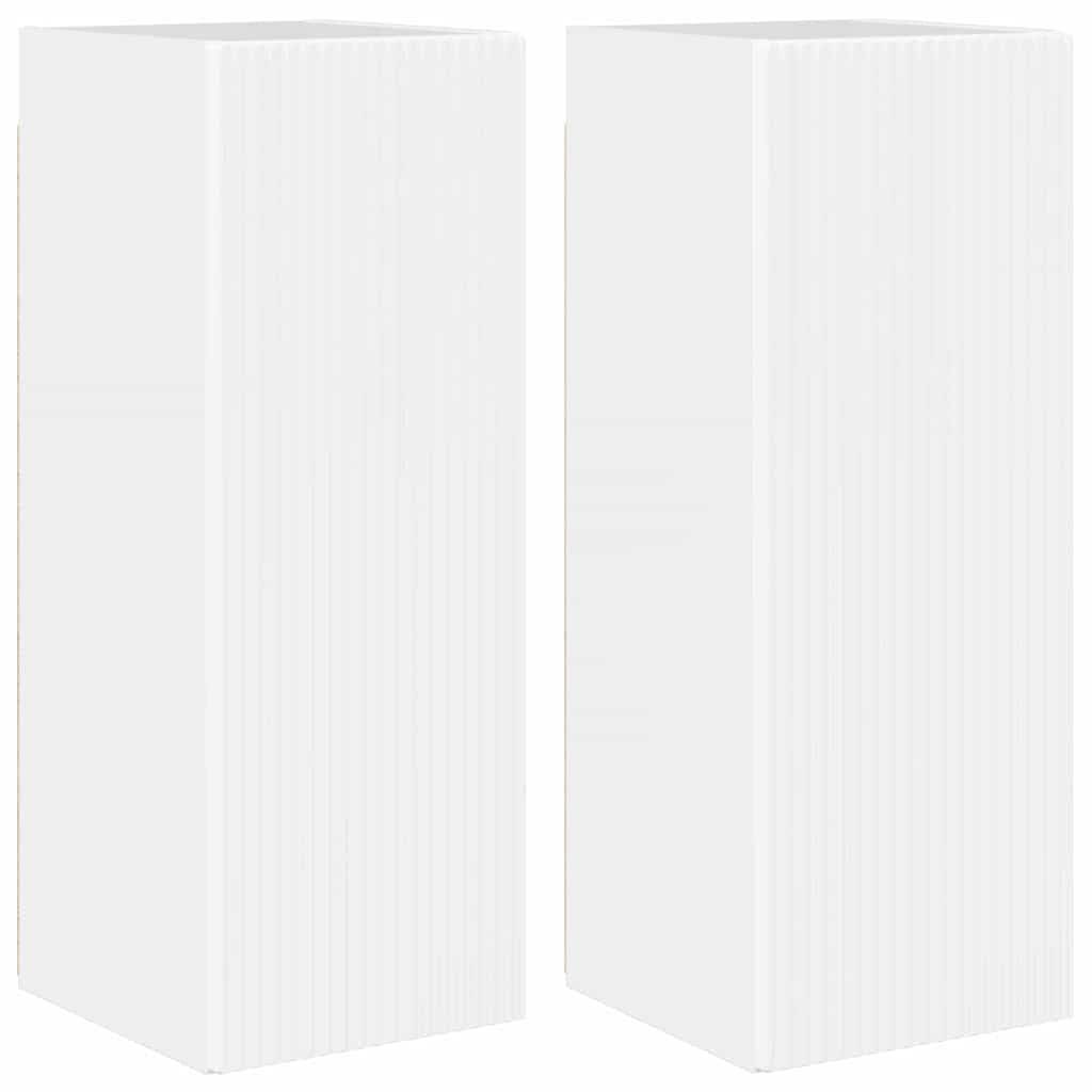 vidaXL TV-Wandschrank Wandmontiert 2 pcs Glänzend Weiß 30 x 31 x 80 cm