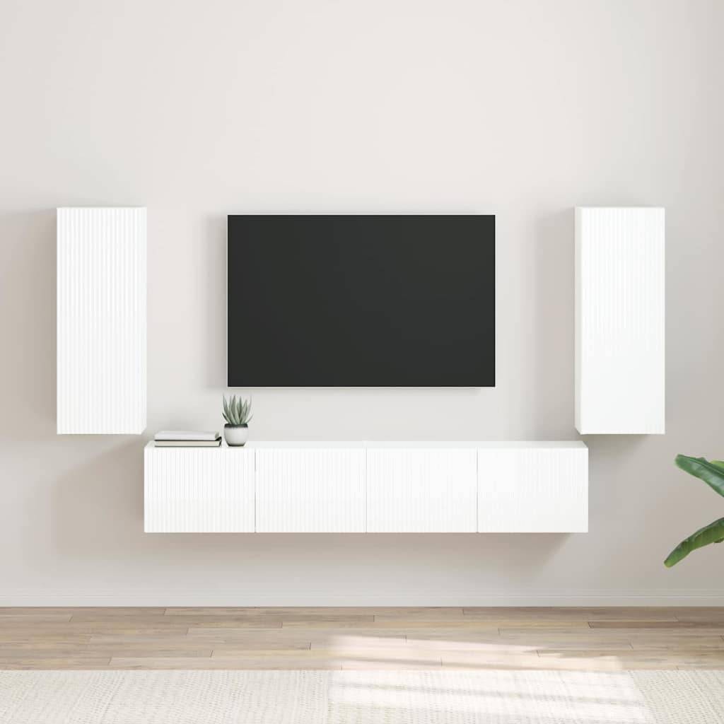vidaXL TV-Wandschrank Wandmontiert 2 pcs Glänzend Weiß 30 x 31 x 80 cm