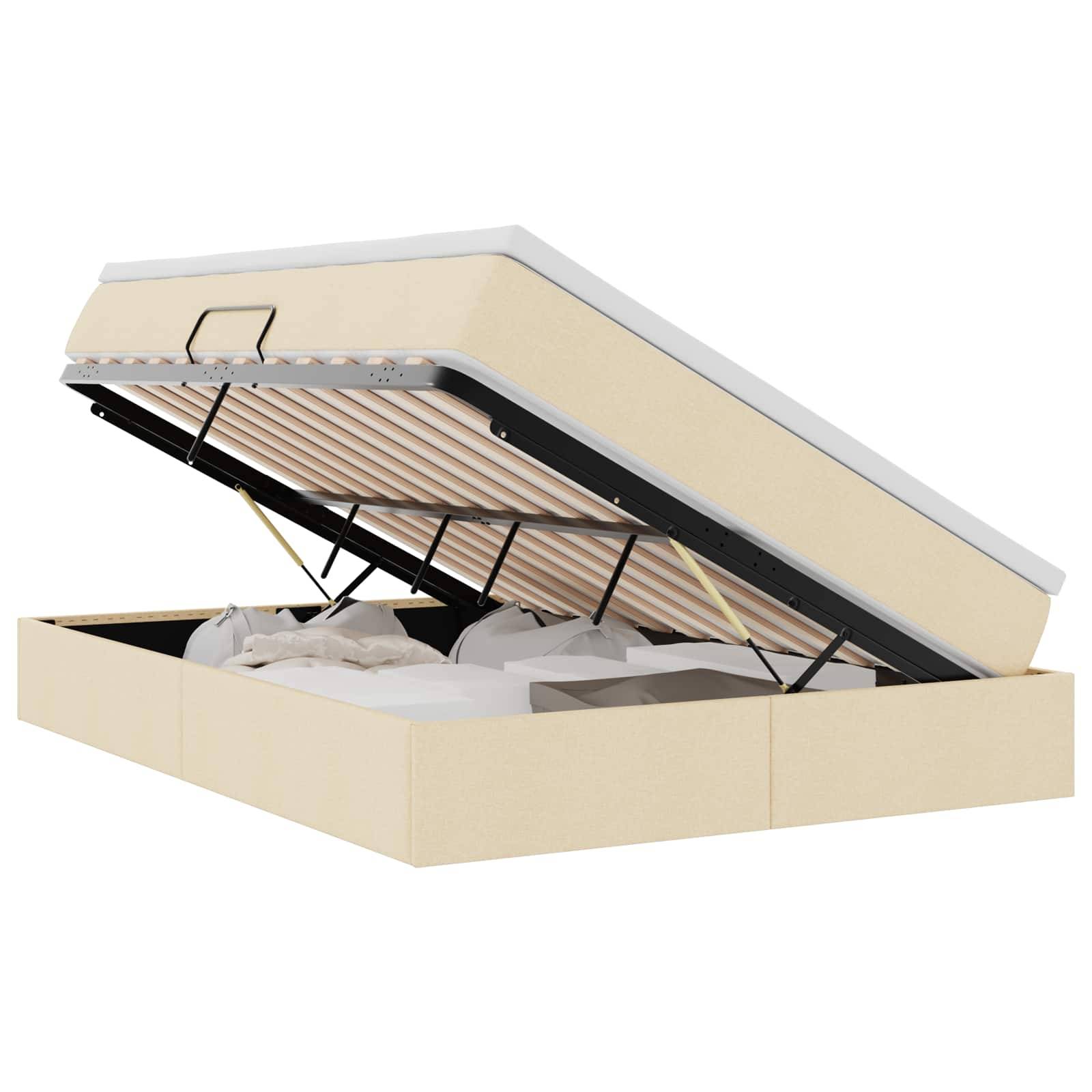 vidaXL Aufbewahrungsbett mit Matratze Creme 140 x 200 cm Polyester