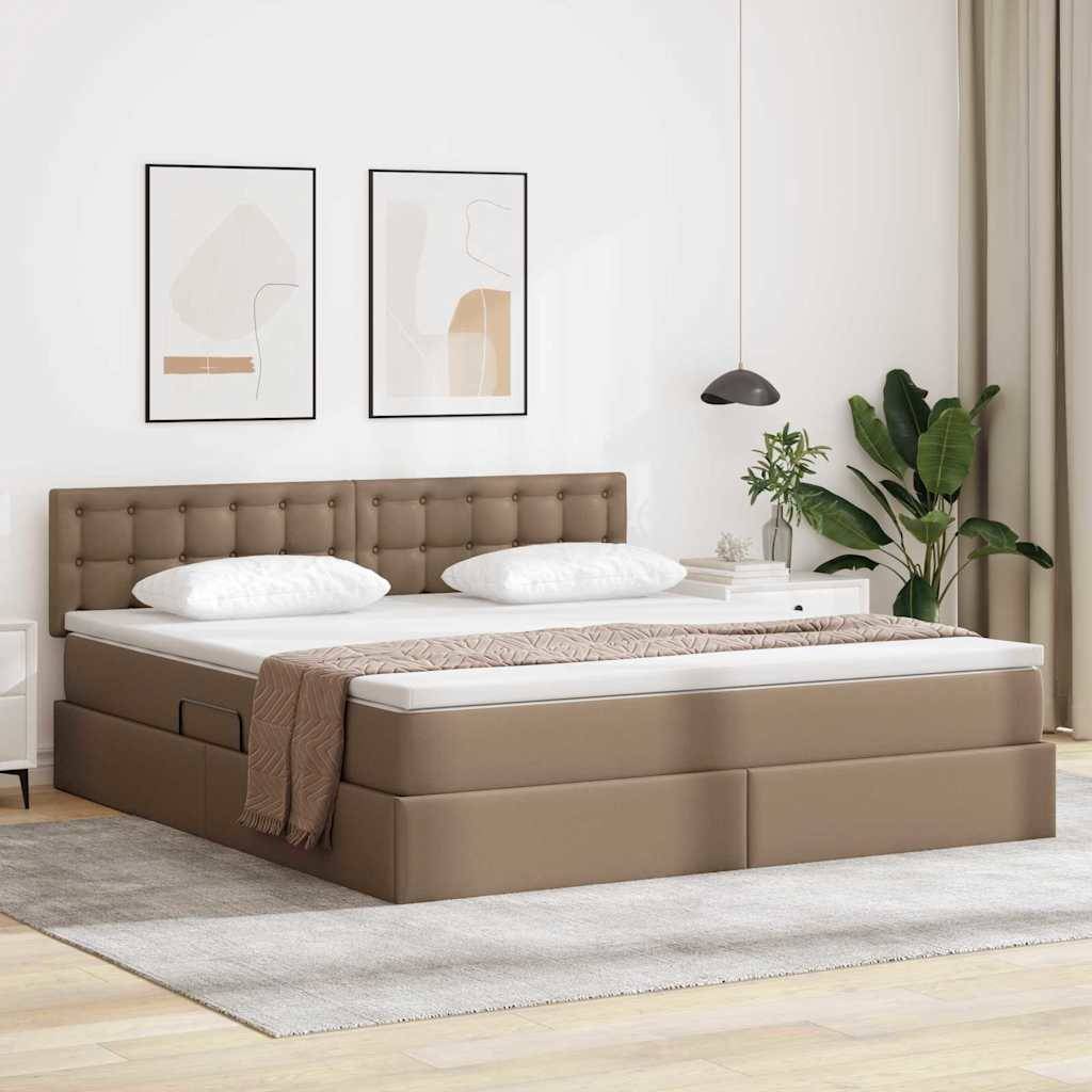 vidaXL Bett mit Stauraum und LED Cappuccino 160 x 200 cm Kunstleder