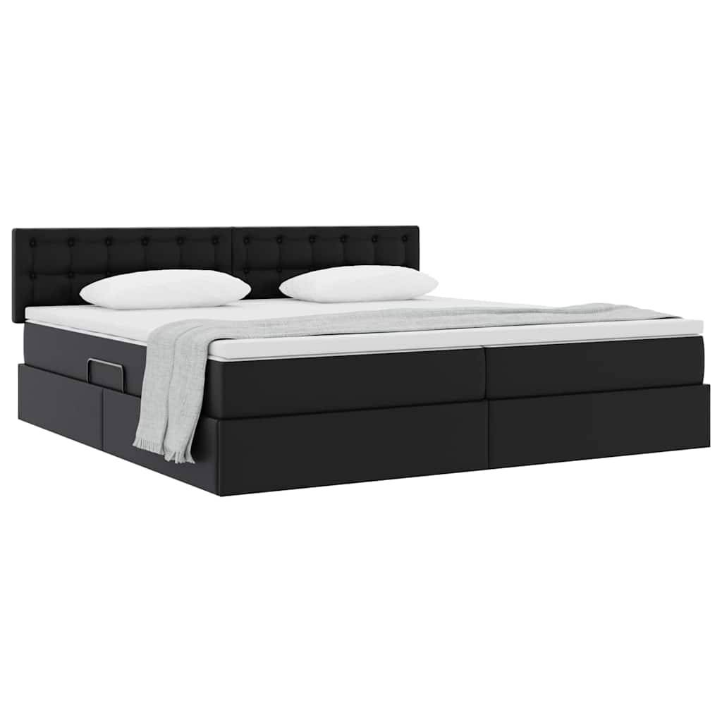 vidaXL Aufbewahrungsbett mit Matratze Schwarz 200 x 200 cm Kunstleder