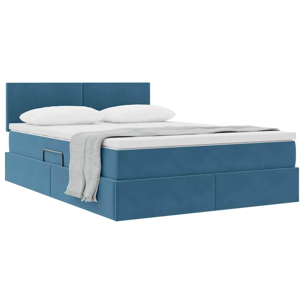 vidaXL Aufbewahrungsbett mit Matratze Dunkelblau 140 x 200 cm Samt
