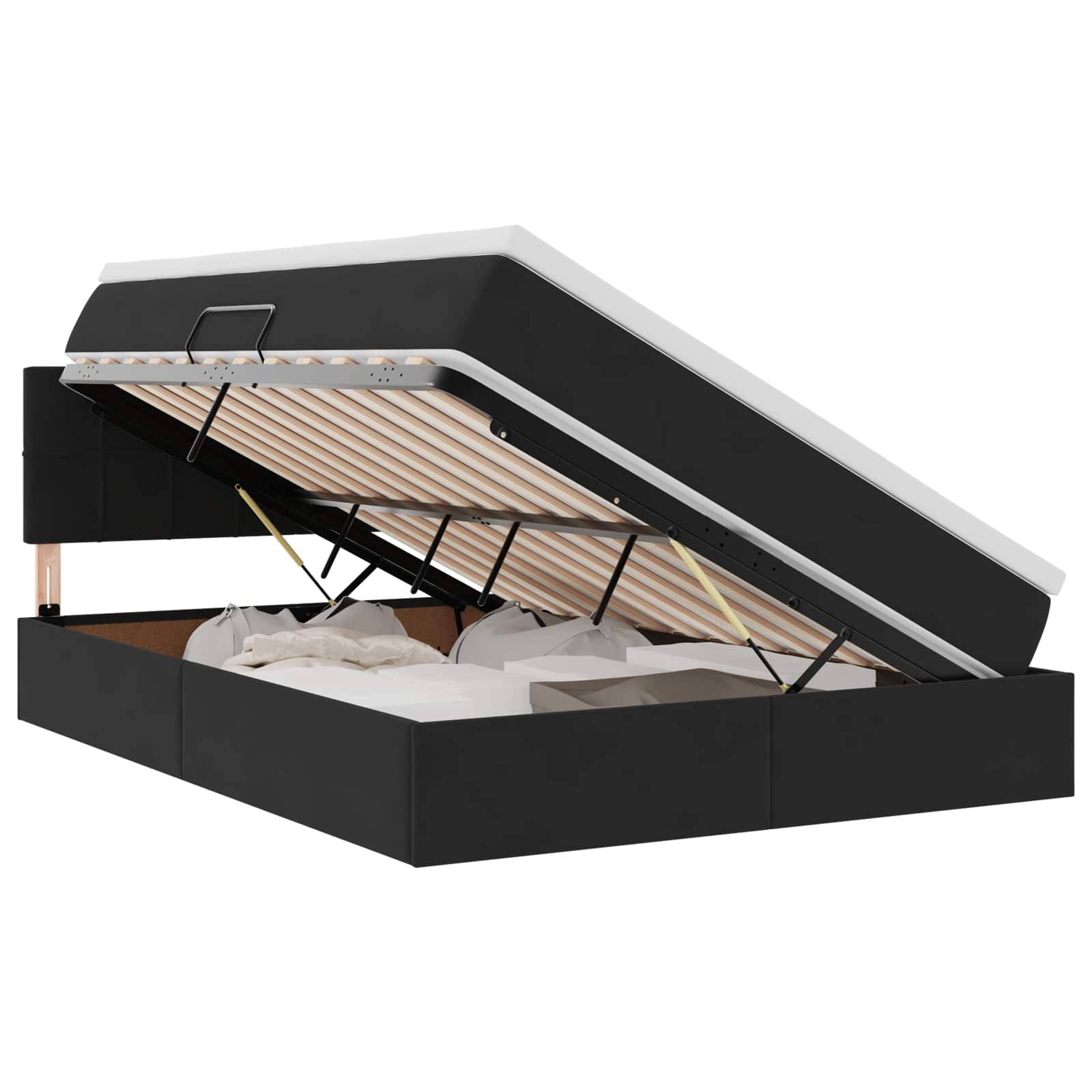 vidaXL LED-Speicherbett mit Matratze Schwarz 140 x 190 cm Samt