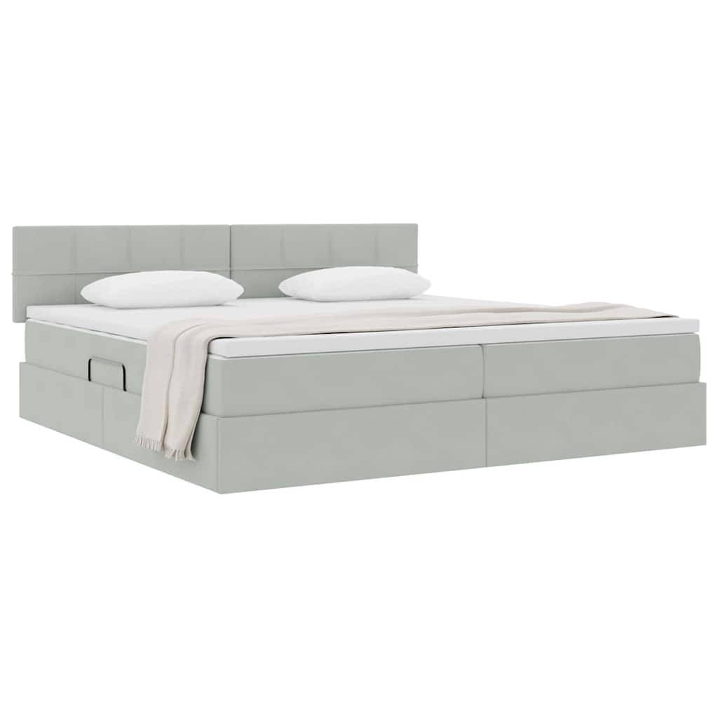 vidaXL Aufbewahrungsbett mit Kopfteil Hellgrau 200 x 200 cm Samt