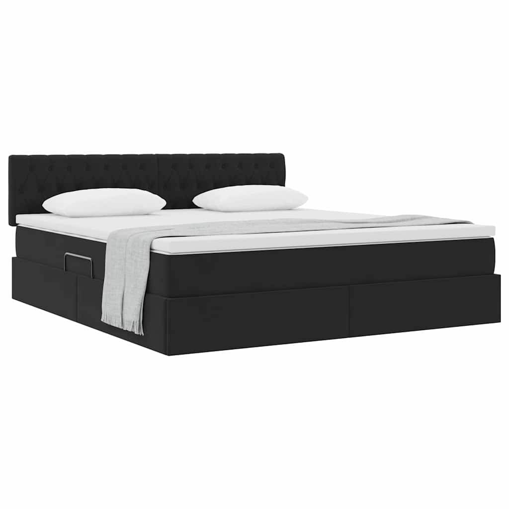 vidaXL Aufbewahrungsbett mit Matratze Schwarz 180 x 200 cm Samt