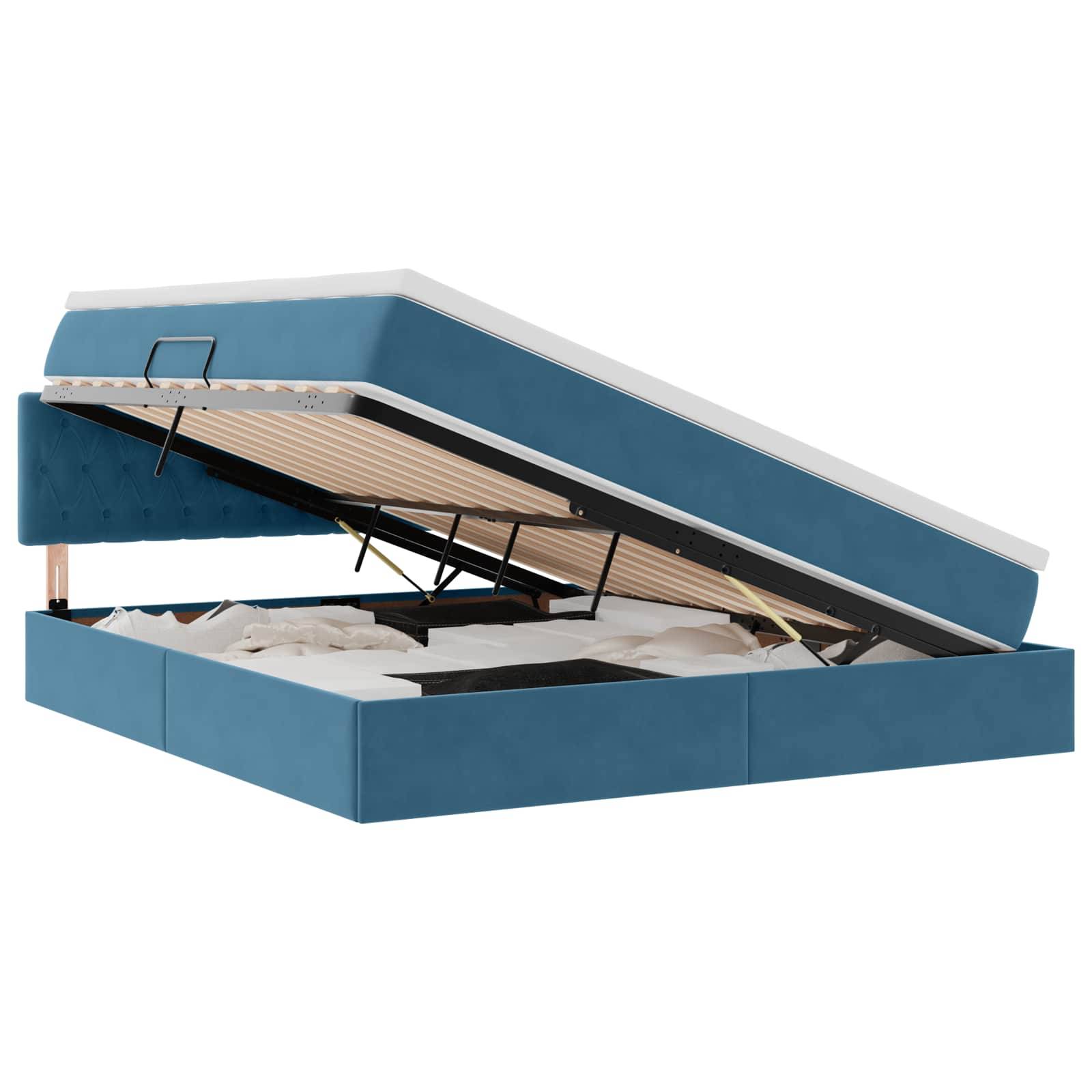 vidaXL Aufbewahrungsbett mit Matratze Dunkelblau 160 x 200 cm Samt