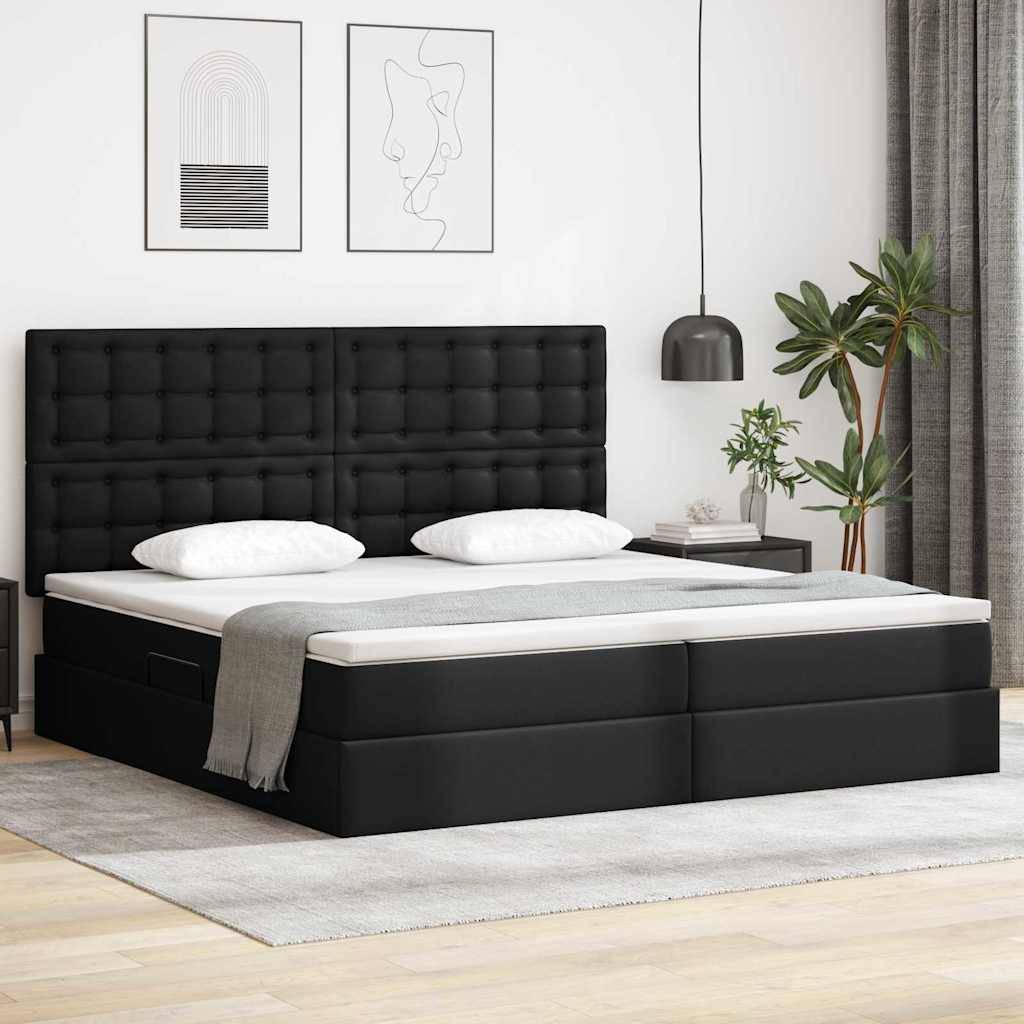 vidaXL Aufbewahrungsbett mit Kopfteil Schwarz 200 x 200 cm Kunstleder