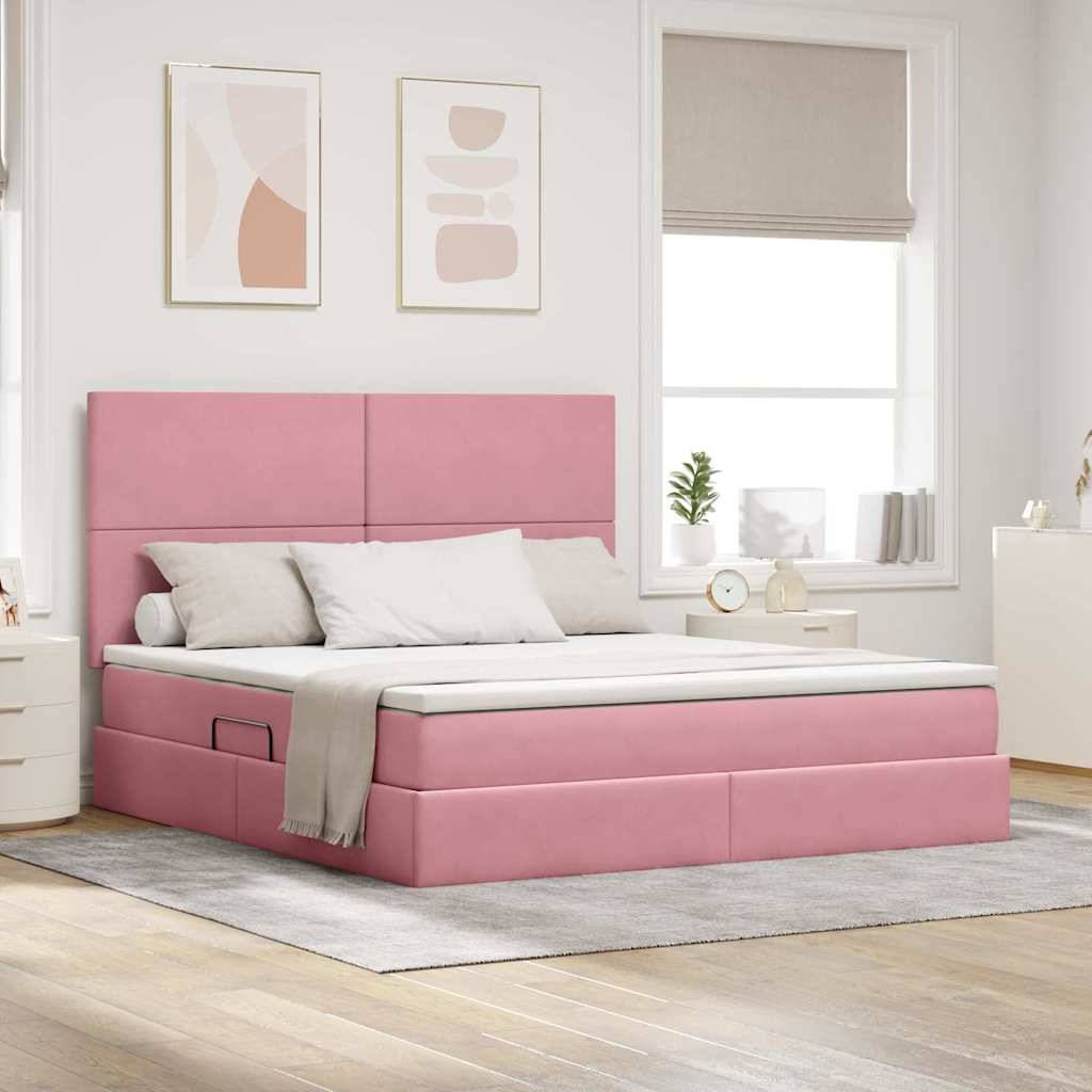 vidaXL Aufbewahrungsbett mit Matratze Rosa 160 x 200 cm Samt