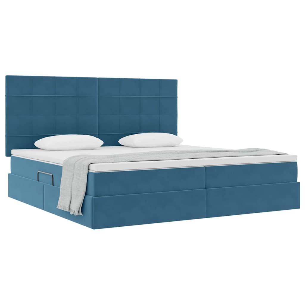 vidaXL Aufbewahrungsbett mit Matratze Dunkelblau 200 x 200 cm Samt