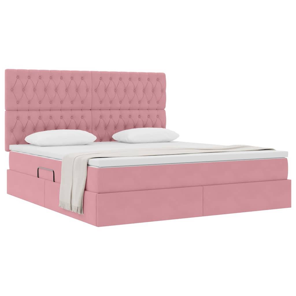 vidaXL Aufbewahrungsbett mit Matratze Rosa 180 x 200 cm Samt