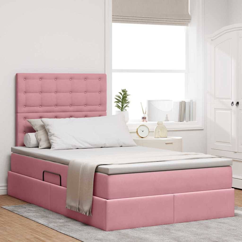 vidaXL Aufbewahrungsbett mit Matratze Rosa 120 x 200 cm Samt