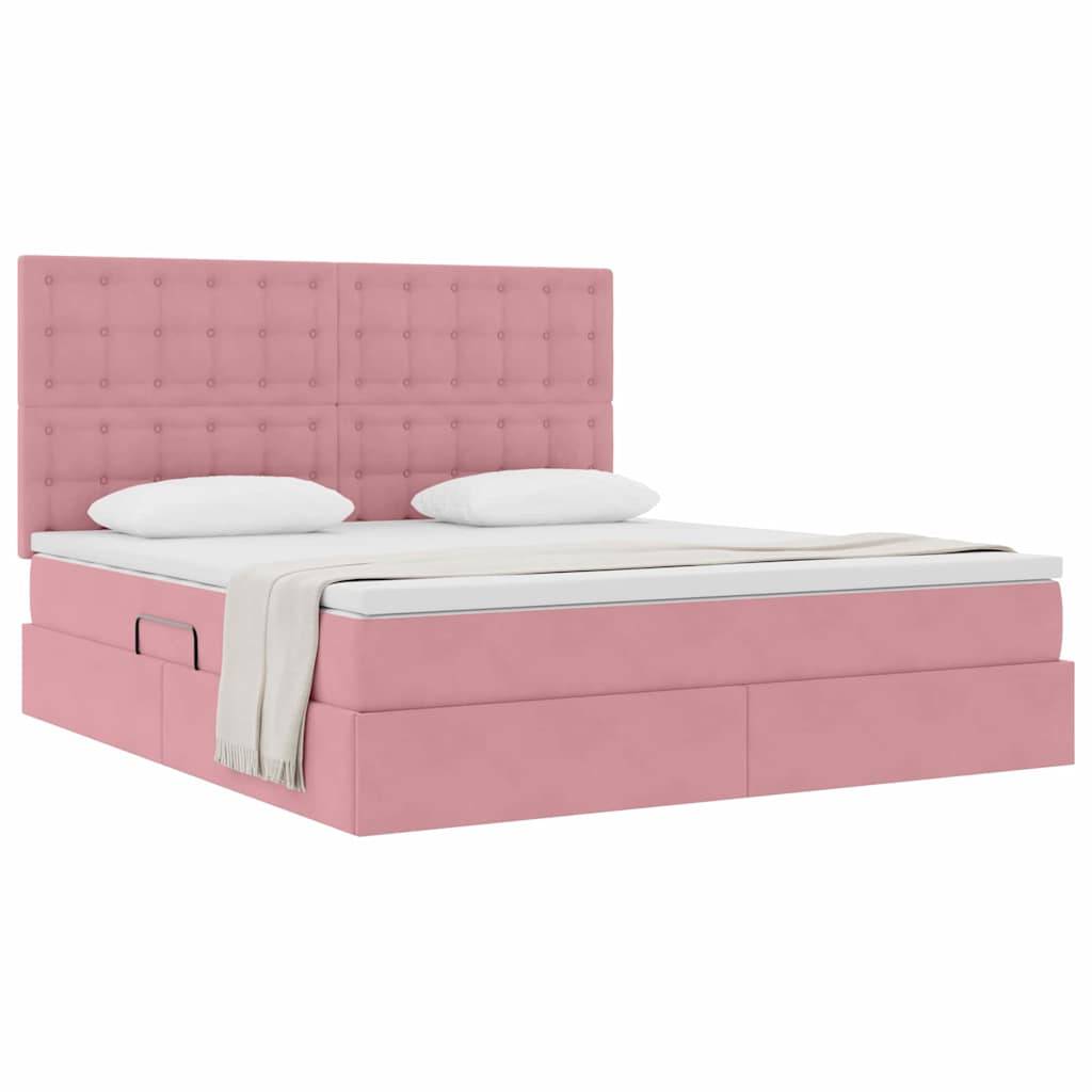 vidaXL Aufbewahrungsbett mit Matratze Rosa 160 x 200 cm Samt