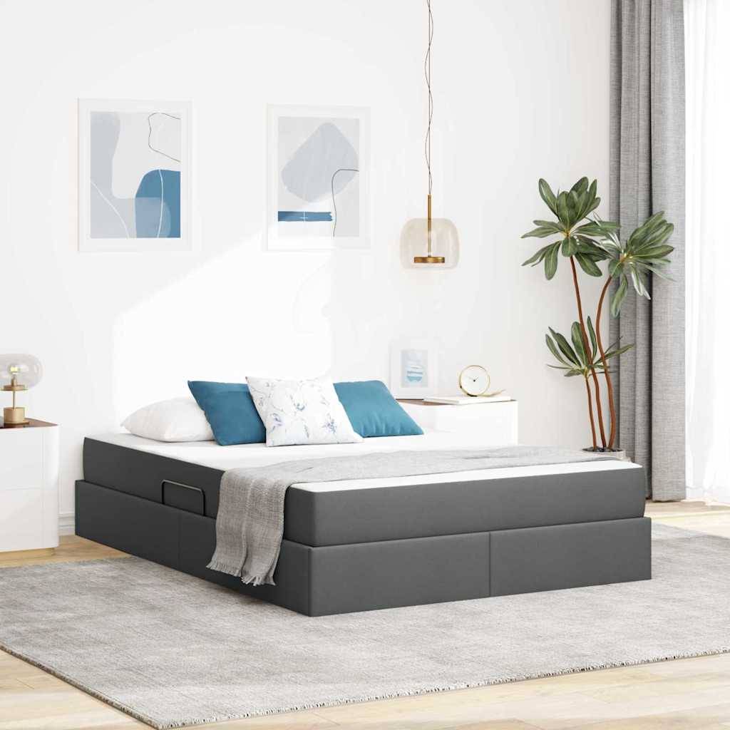 vidaXL Aufbewahrungsbett mit Matratze Dunkelgrau 140 x 200 cm