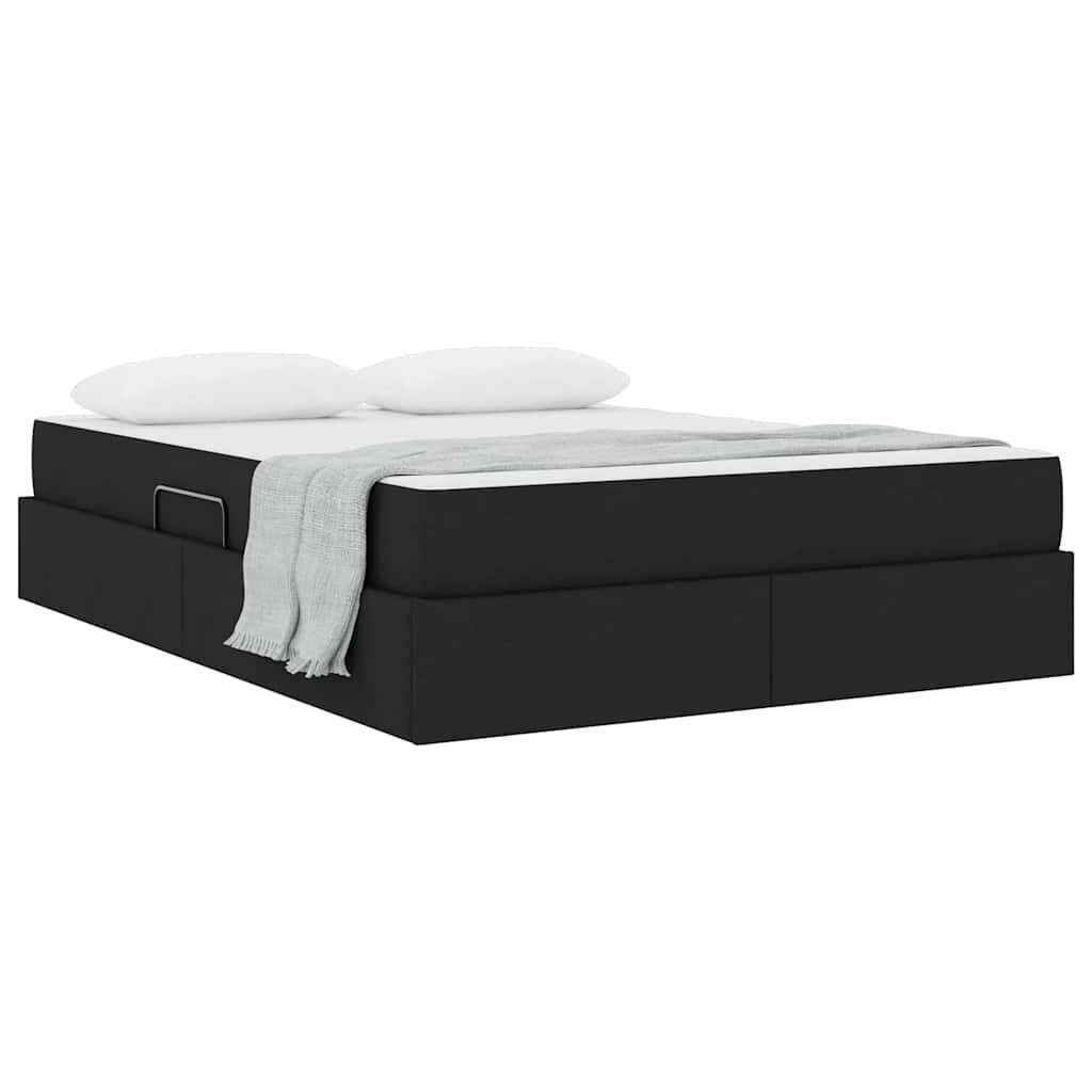 vidaXL Aufbewahrungsbett mit Matratze Schwarz 140 x 200 cm Polyester