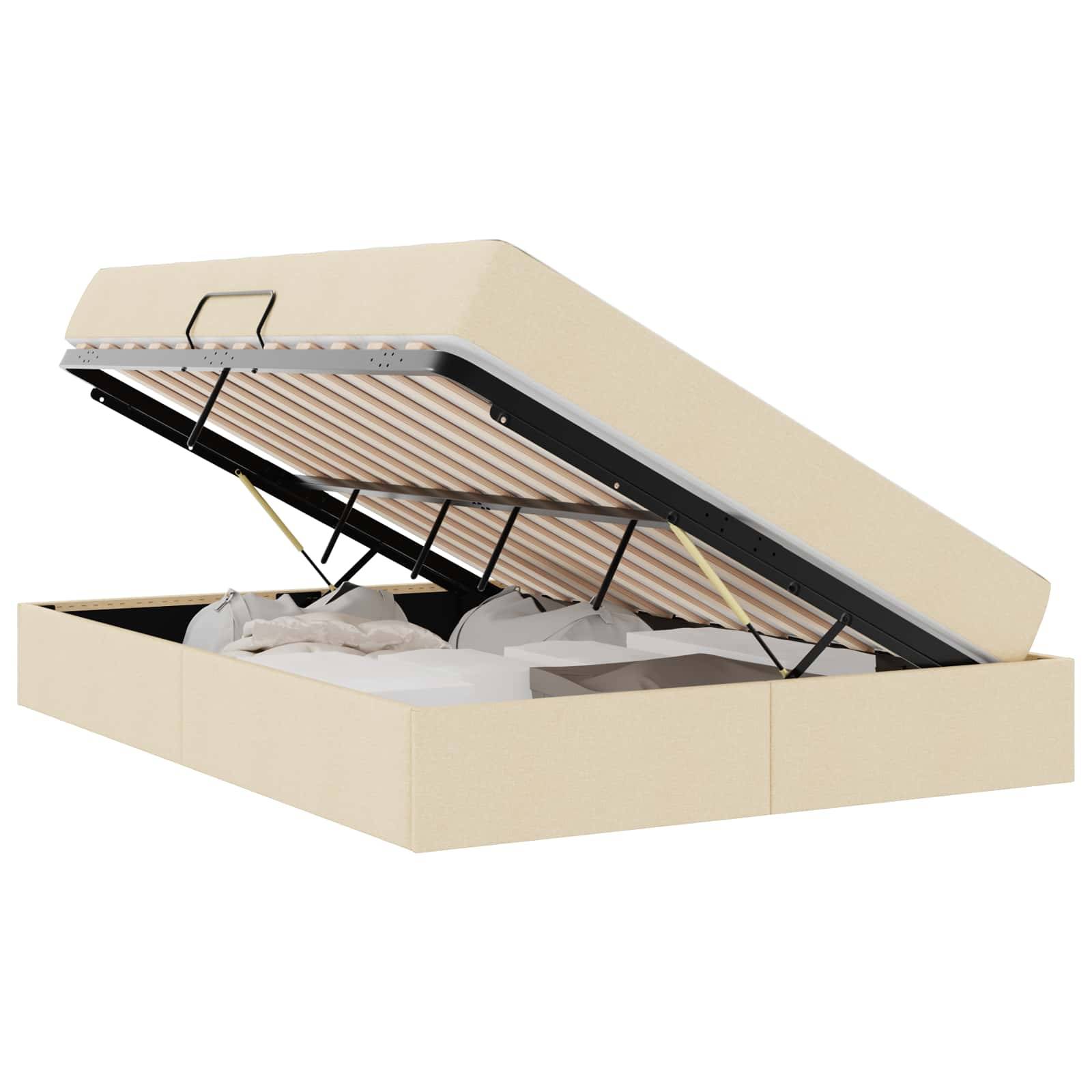 vidaXL Aufbewahrungsbett mit Matratze Creme 140 x 200 cm Polyester